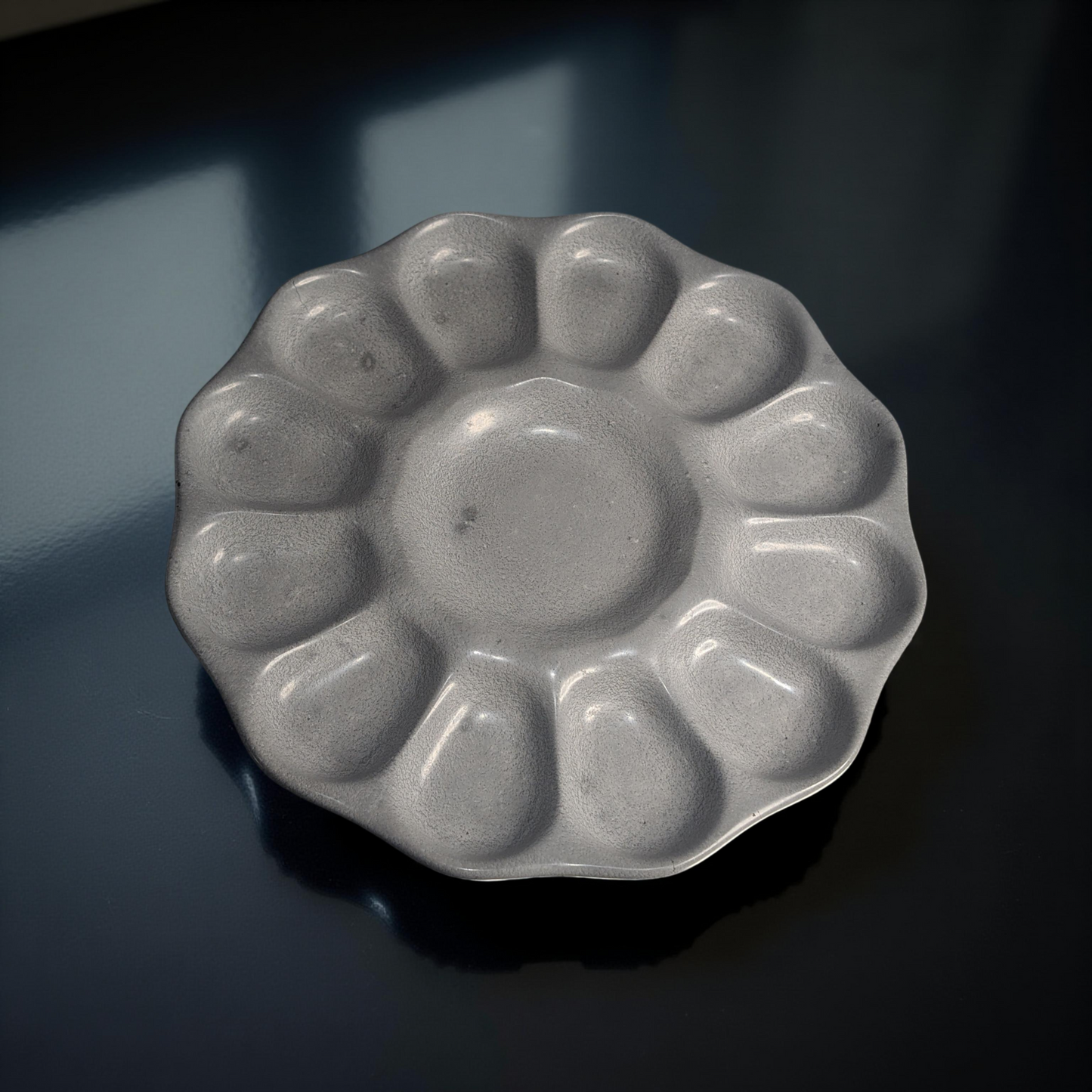 Handmade Concrete Egg Holder – Modern Deviled Egg Tray, Minimalist Kitchen Serveware