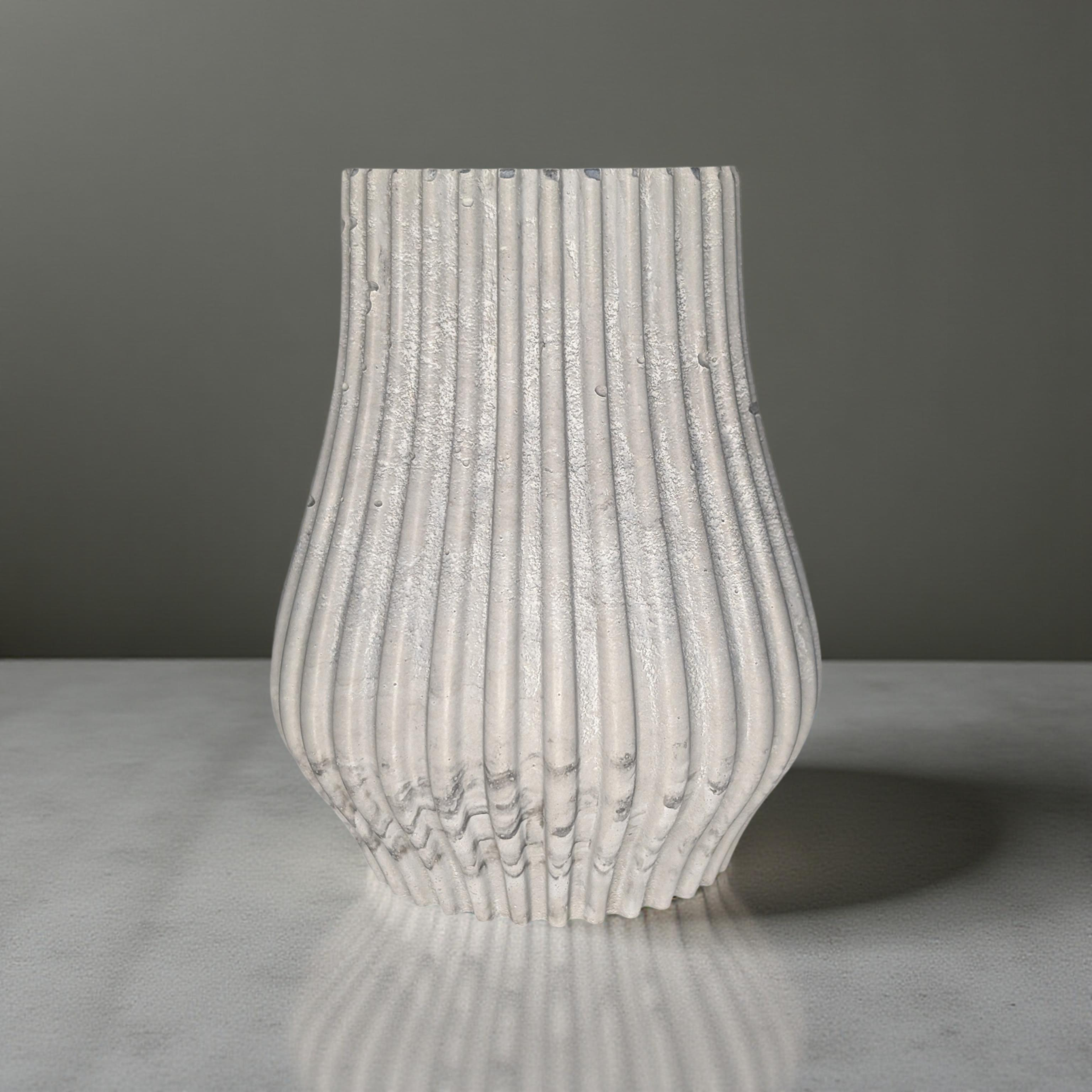 Ripple Concrete Vase | Modern Fluted Vase in Marble or Gray | Minimalist Home Decor | Small Cement Vase for Shelf Styling or Dried Florals