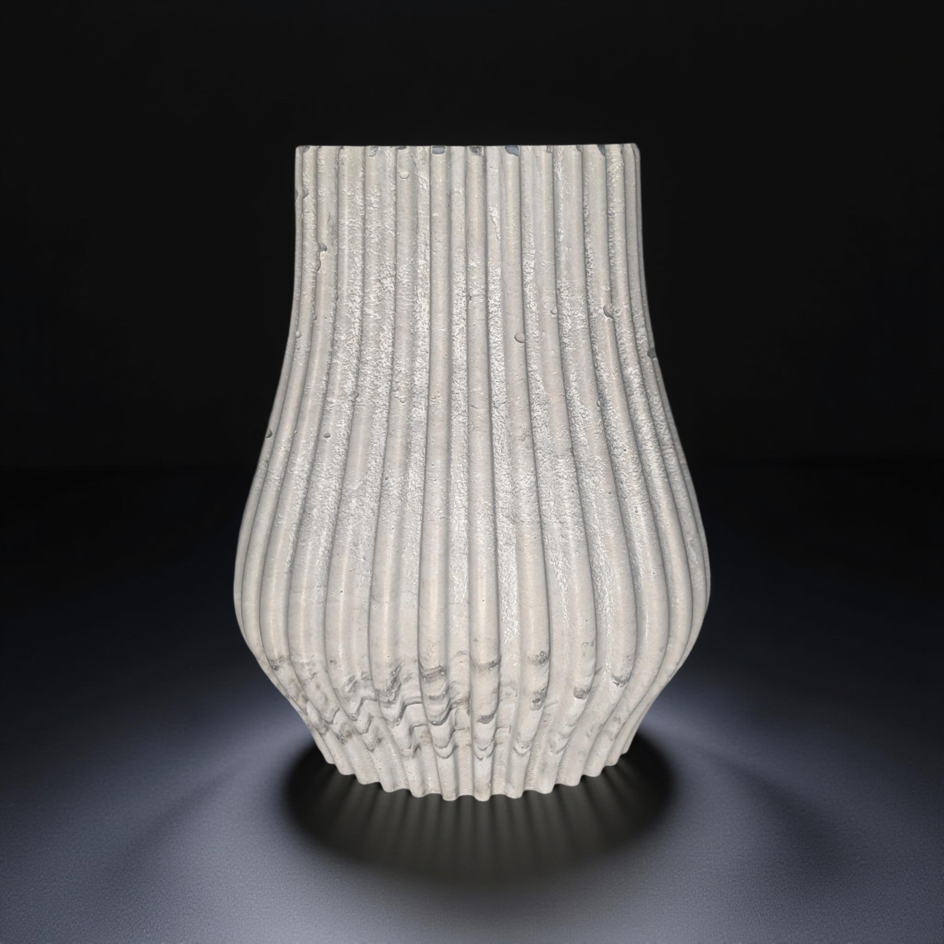 Ripple Concrete Vase | Modern Fluted Vase in Marble or Gray | Minimalist Home Decor | Small Cement Vase for Shelf Styling or Dried Florals