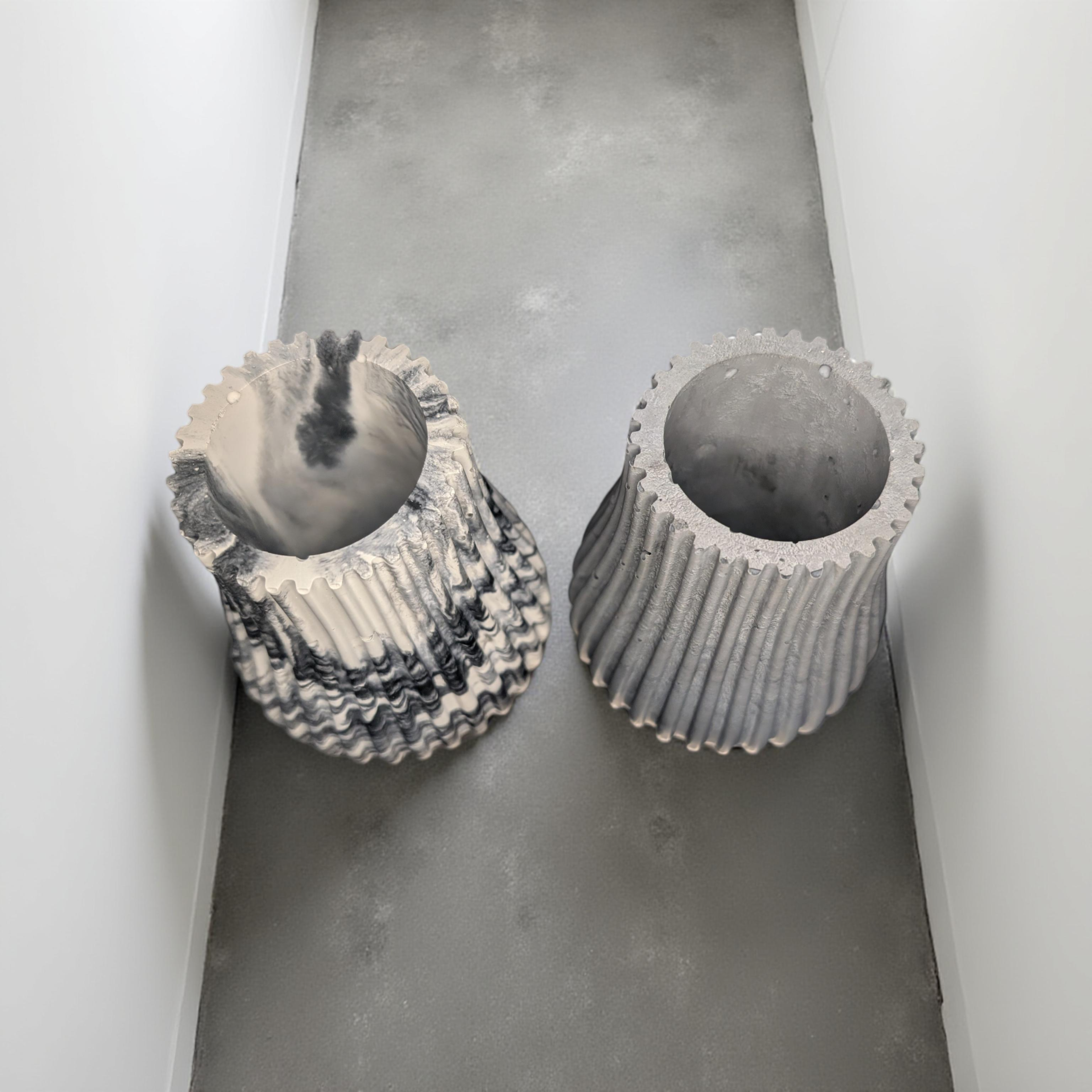 Ripple Concrete Vase | Modern Fluted Vase in Marble or Gray | Minimalist Home Decor | Small Cement Vase for Shelf Styling or Dried Florals