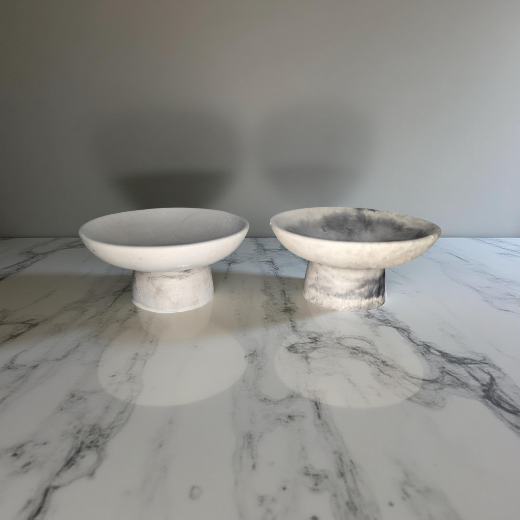 Handmade Concrete Pedestal Bowl – Minimalist Decorative Bowl, Modern Catchall Dish, Rustic Home Decor