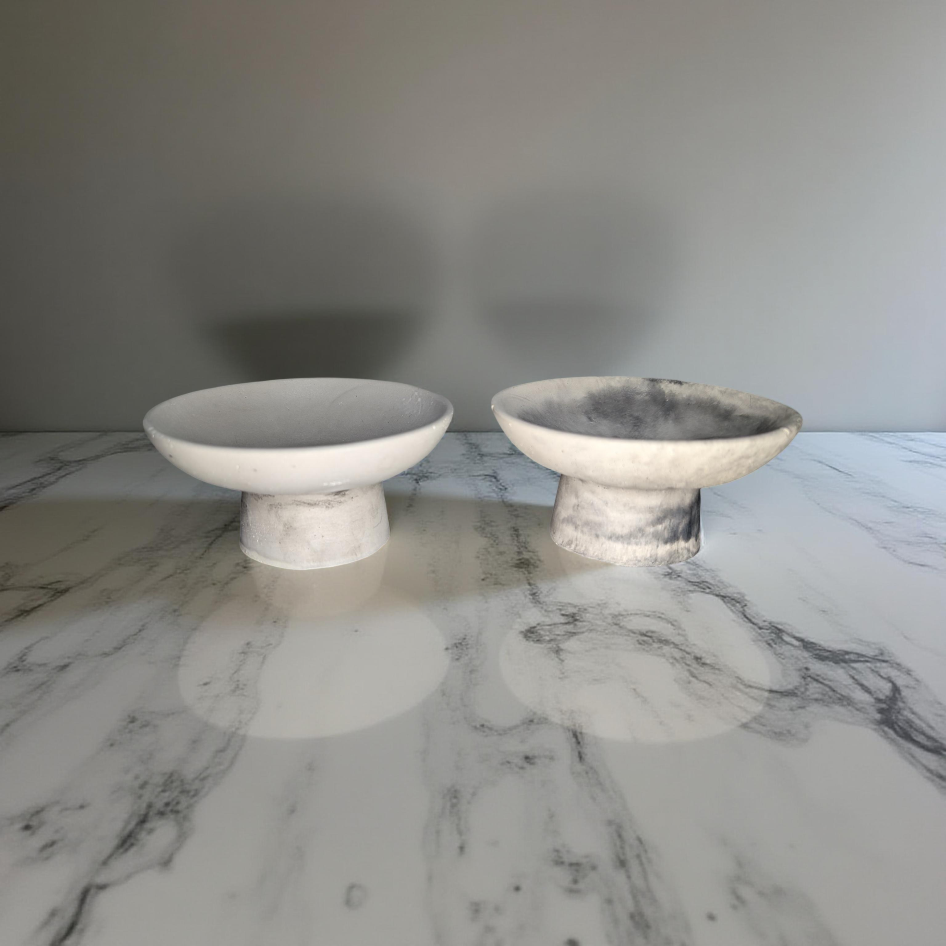 Handmade Concrete Pedestal Bowl – Minimalist Decorative Bowl, Modern Catchall Dish, Rustic Home Decor