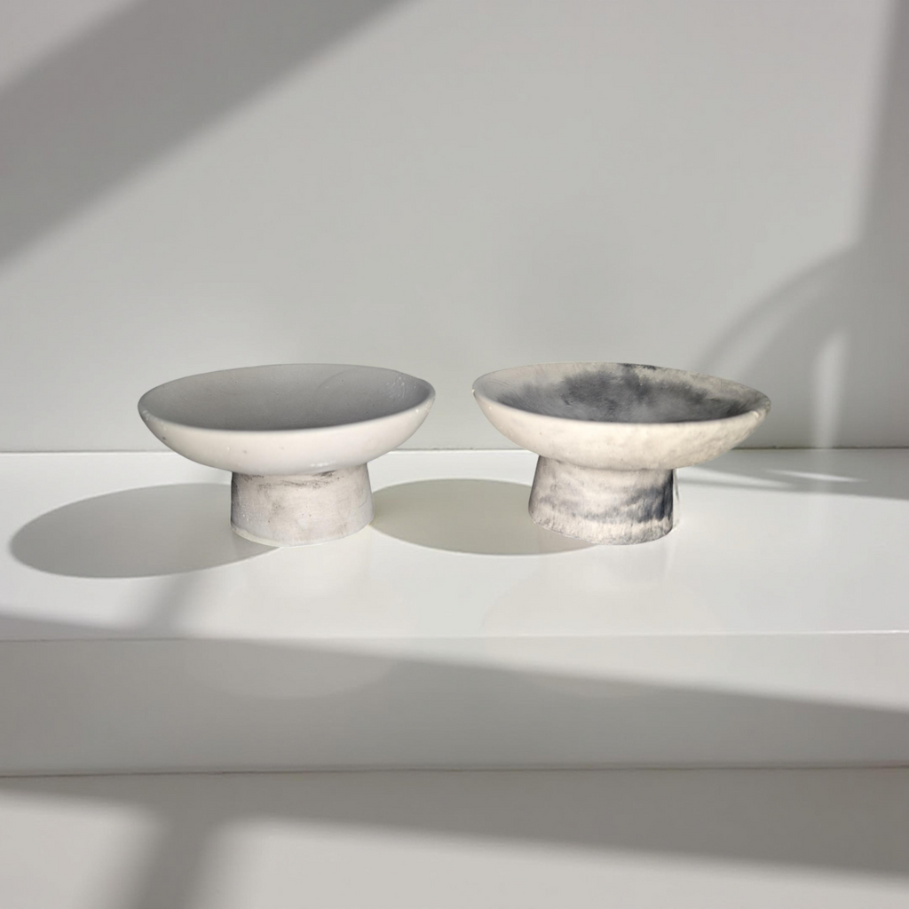 Handmade Concrete Pedestal Bowl – Minimalist Decorative Bowl, Modern Catchall Dish, Rustic Home Decor
