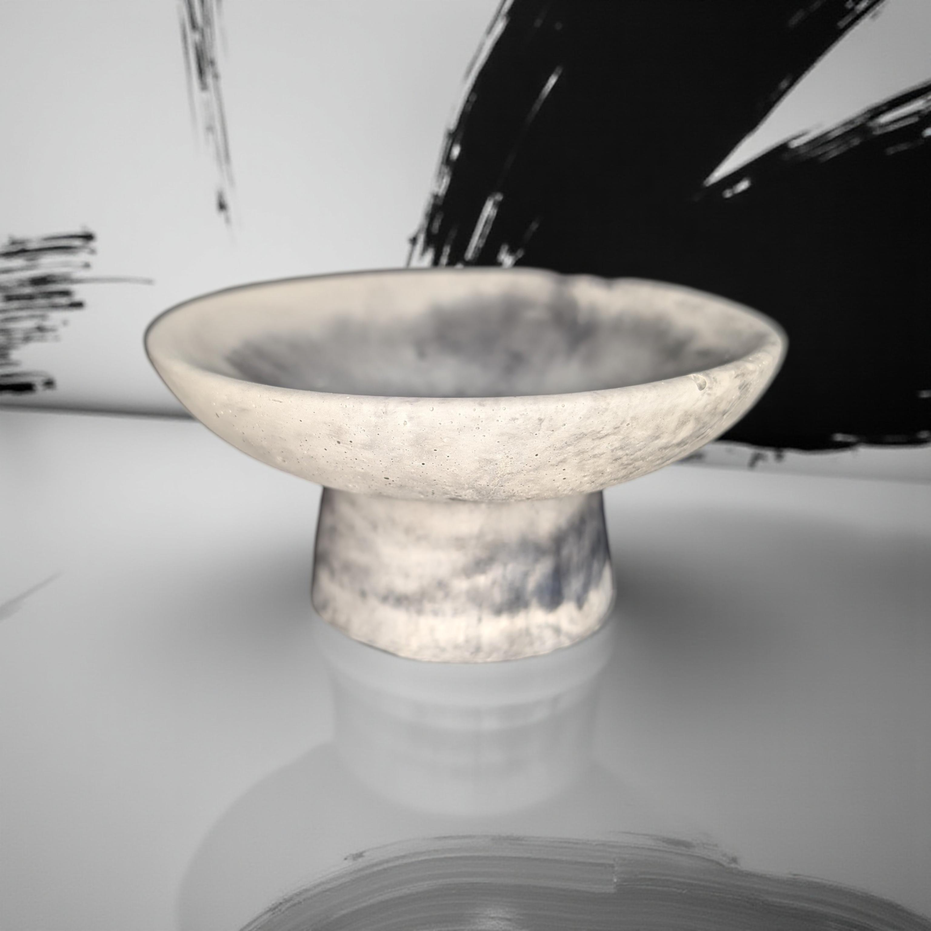 Handmade Concrete Pedestal Bowl – Minimalist Decorative Bowl, Modern Catchall Dish, Rustic Home Decor