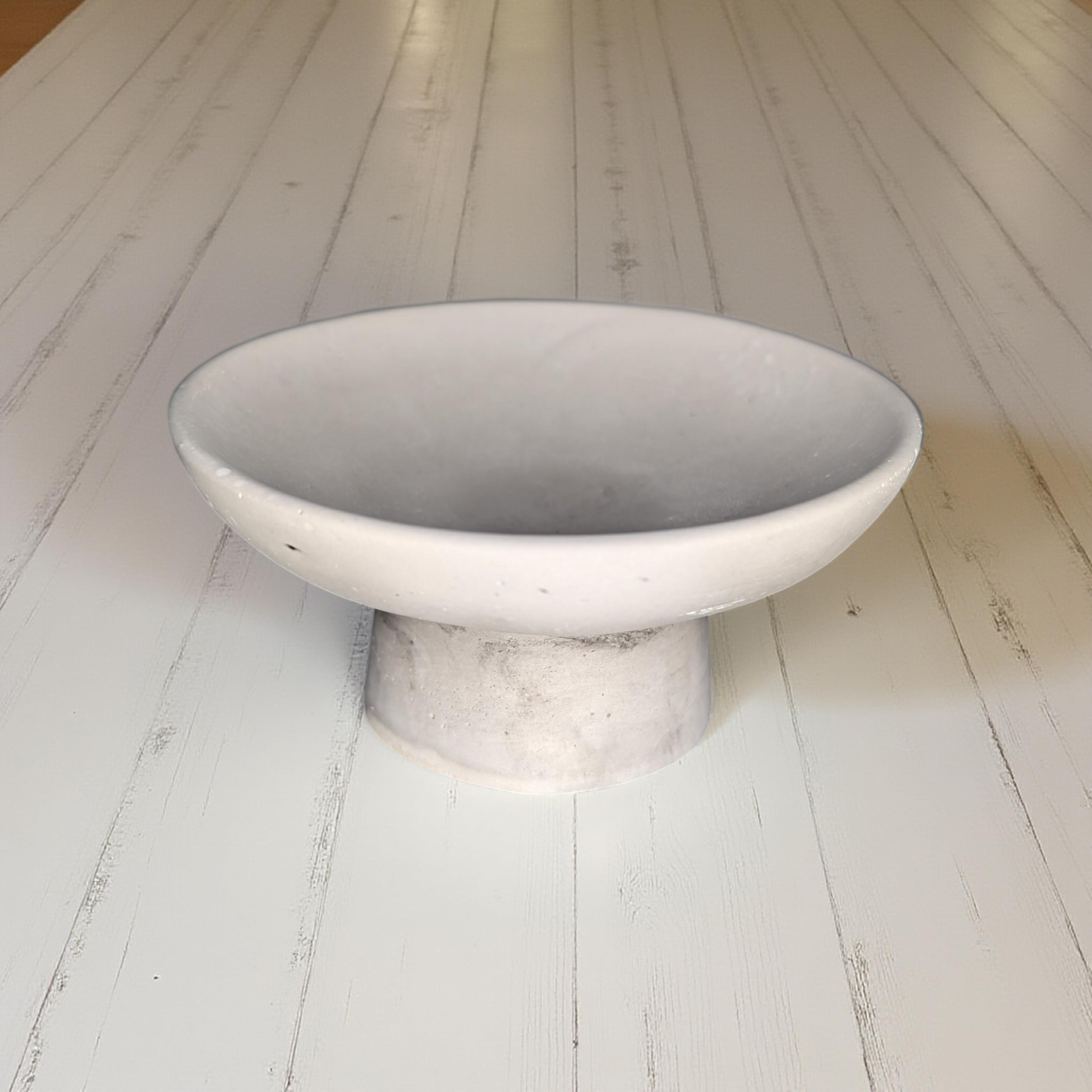 Handmade Concrete Pedestal Bowl – Minimalist Decorative Bowl, Modern Catchall Dish, Rustic Home Decor