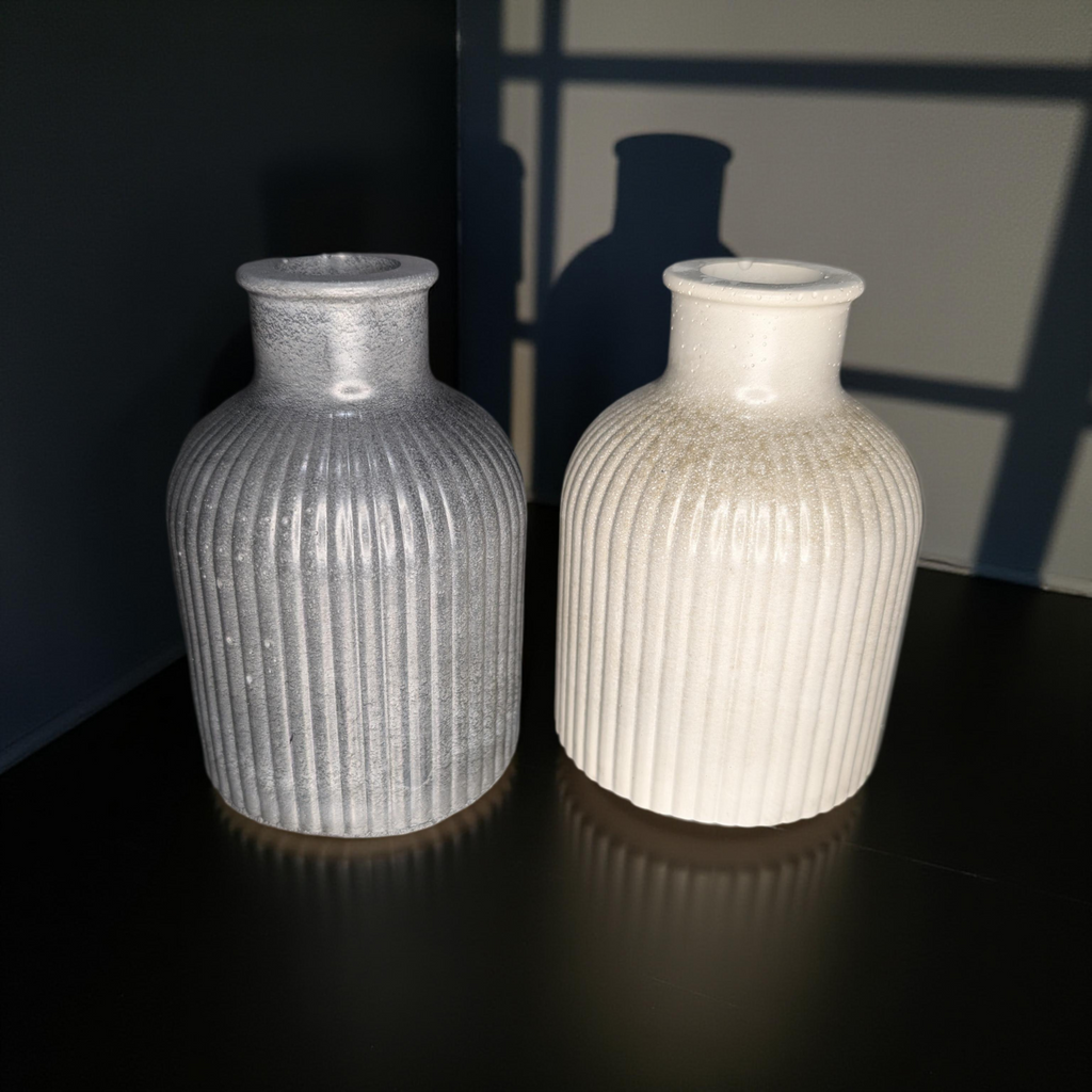 Mini Ribbed Concrete Vase – Modern Decorative Bud Vase, Neutral Shelf Decor, Small Textured Vase for Minimalist Home, Handmade 3.85" Cement Vase