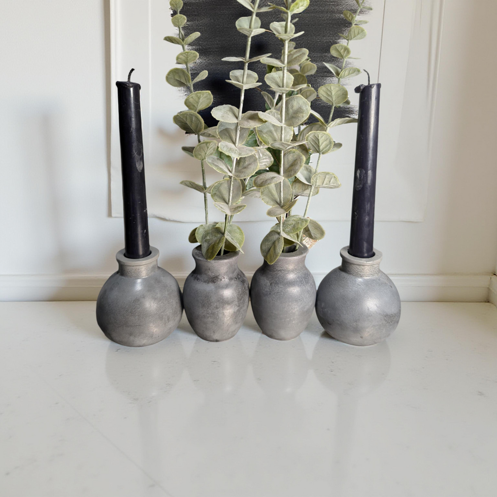 Mini Concrete Vase – Small Modern Bud Vase for Dried Flowers or Tealight Candles, Minimalist Event Table Decor, Bulk Wedding Favor, 3.2" Handmade Cement Vase