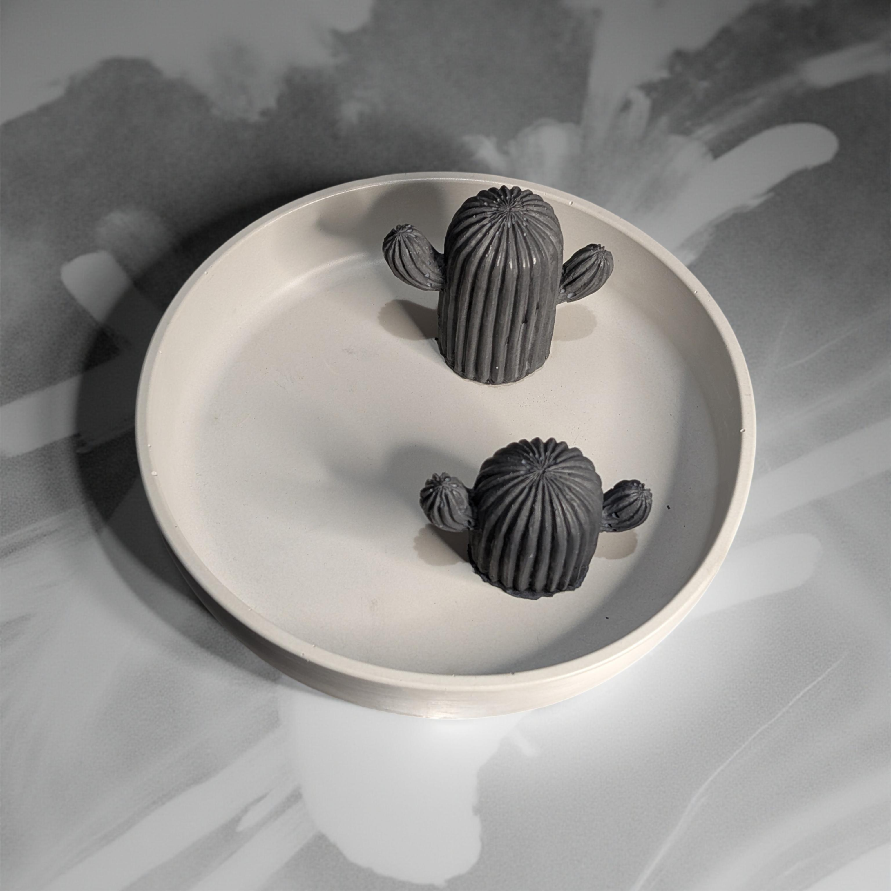 Concrete Cactus Jewelry Tray | 7 Inch Round Ring Dish | Unique Trinket Holder | Boho Cement Catchall | Handmade Gift