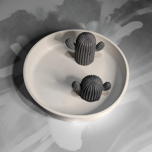 Concrete Cactus Jewelry Tray | 7 Inch Round Ring Dish | Unique Trinket Holder | Boho Cement Catchall | Handmade Gift