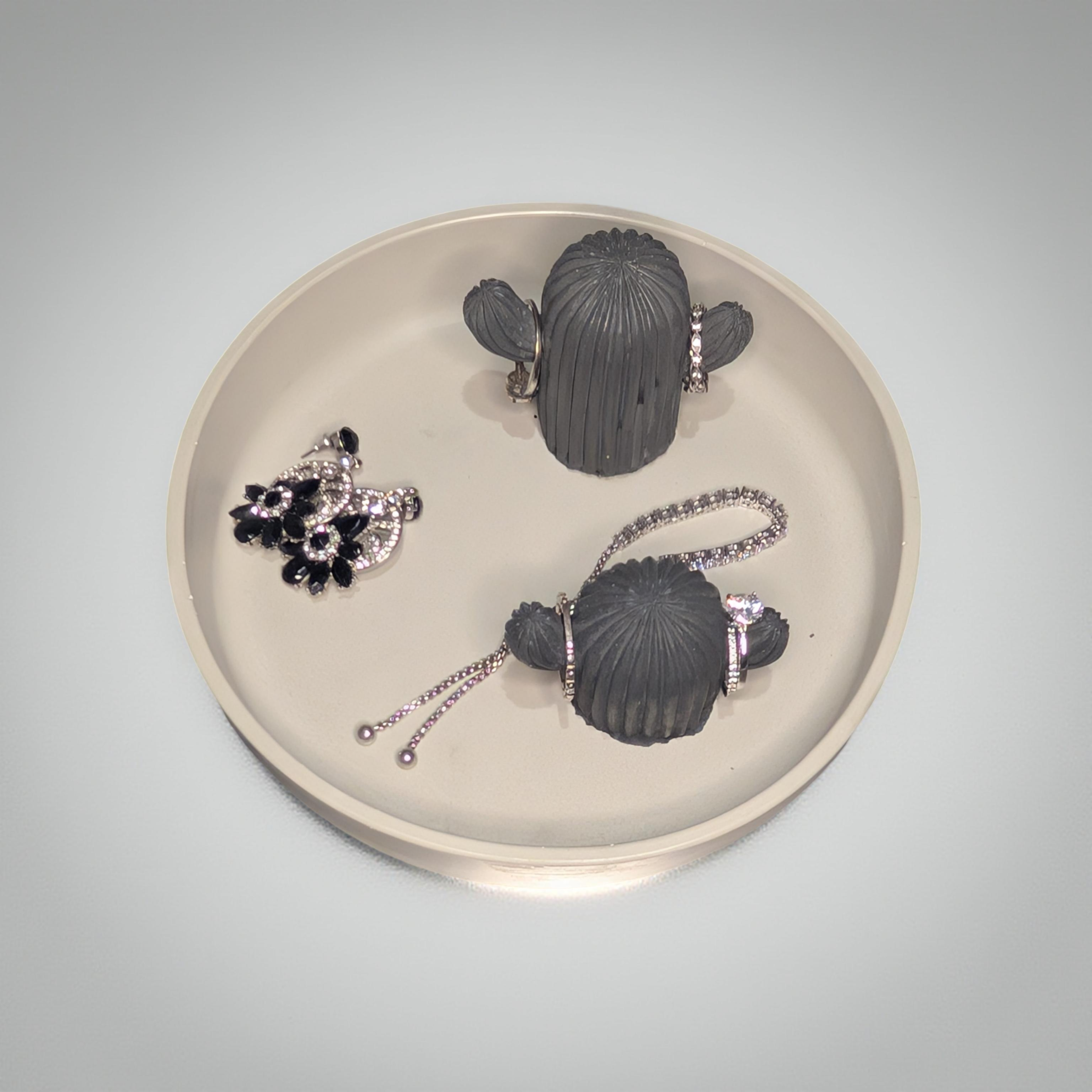 Concrete Cactus Jewelry Tray | 7 Inch Round Ring Dish | Unique Trinket Holder | Boho Cement Catchall | Handmade Gift