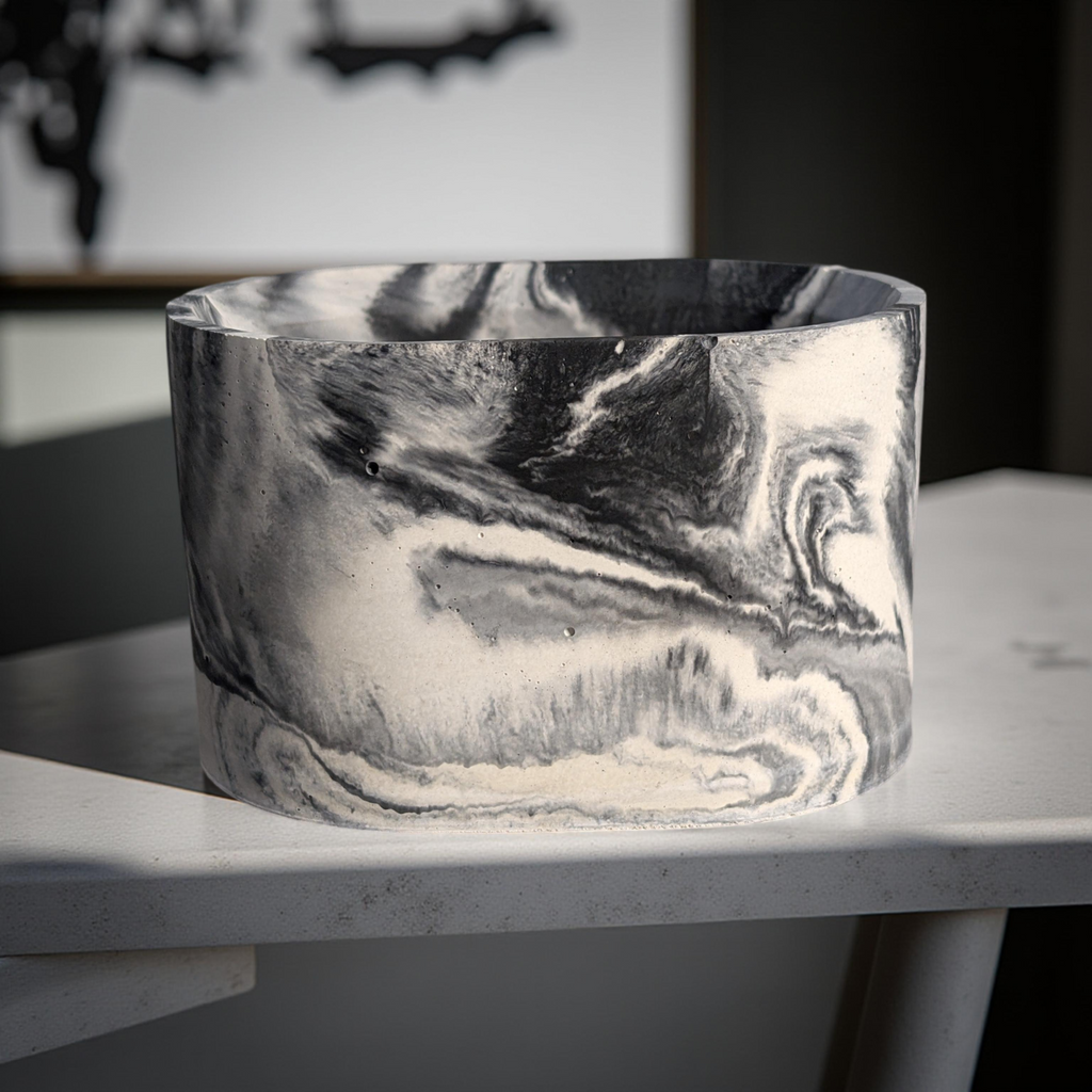 Concrete Oval Planter or Sponge Holder – Minimalist Handmade Cement Dish – Modern Home Decor – 4"x3" – Available in Grey or Marble Finish