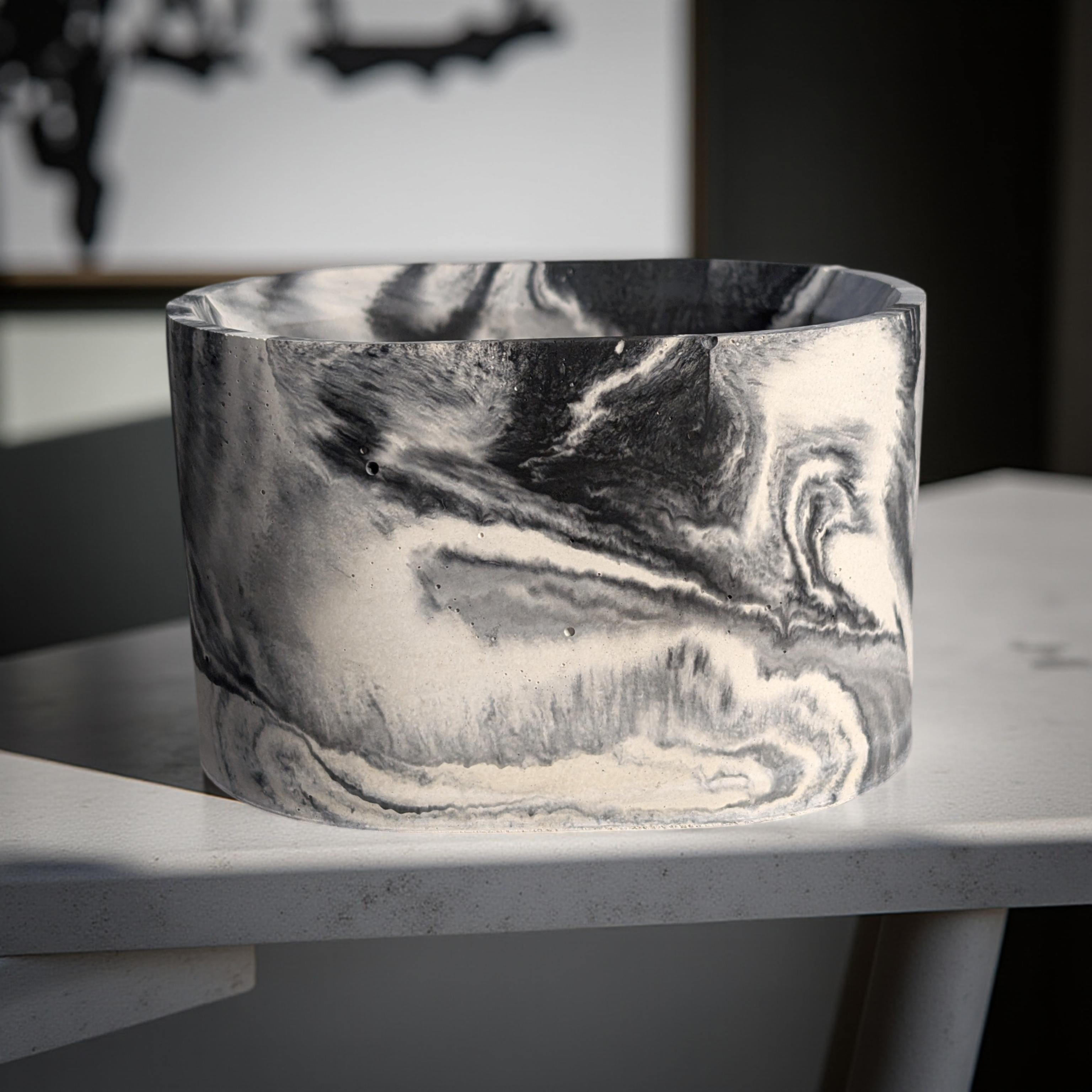 Concrete Oval Planter or Sponge Holder – Minimalist Handmade Cement Dish – Modern Home Decor – 4"x3" – Available in Grey or Marble Finish