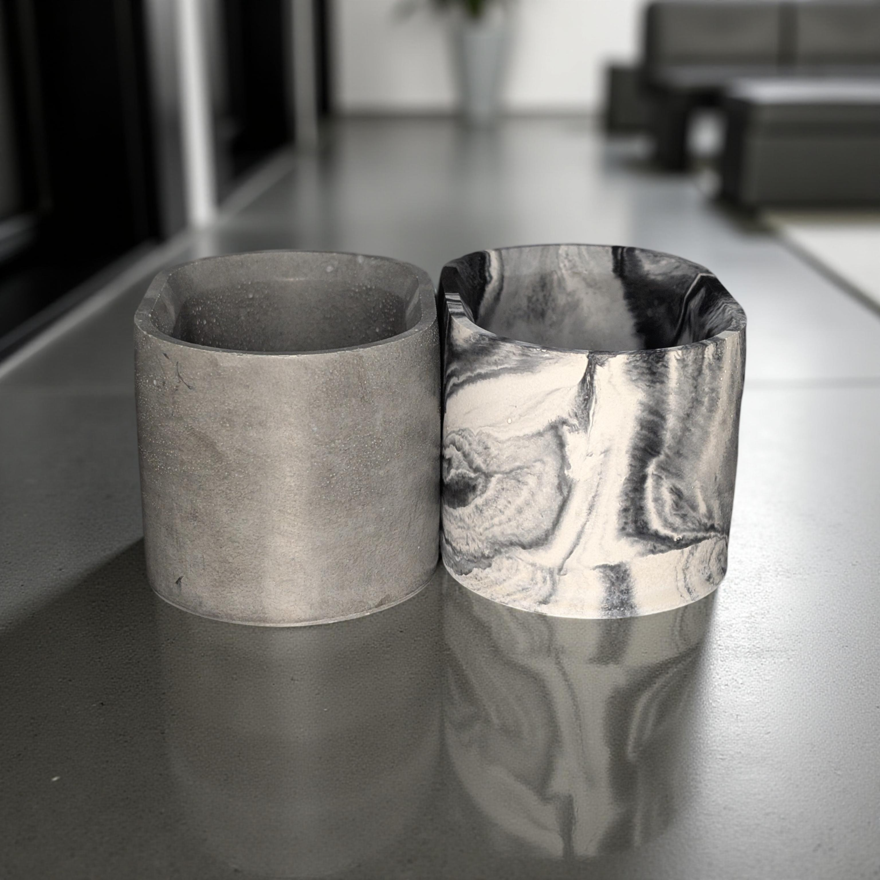 Concrete Oval Planter or Sponge Holder – Minimalist Handmade Cement Dish – Modern Home Decor – 4"x3" – Available in Grey or Marble Finish