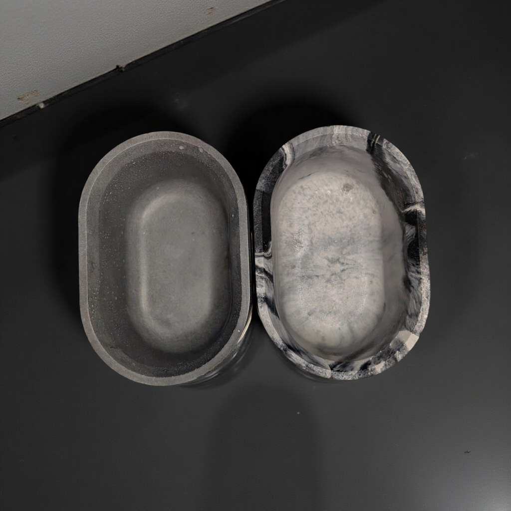 Concrete Oval Planter or Sponge Holder – Minimalist Handmade Cement Dish – Modern Home Decor – 4"x3" – Available in Grey or Marble Finish