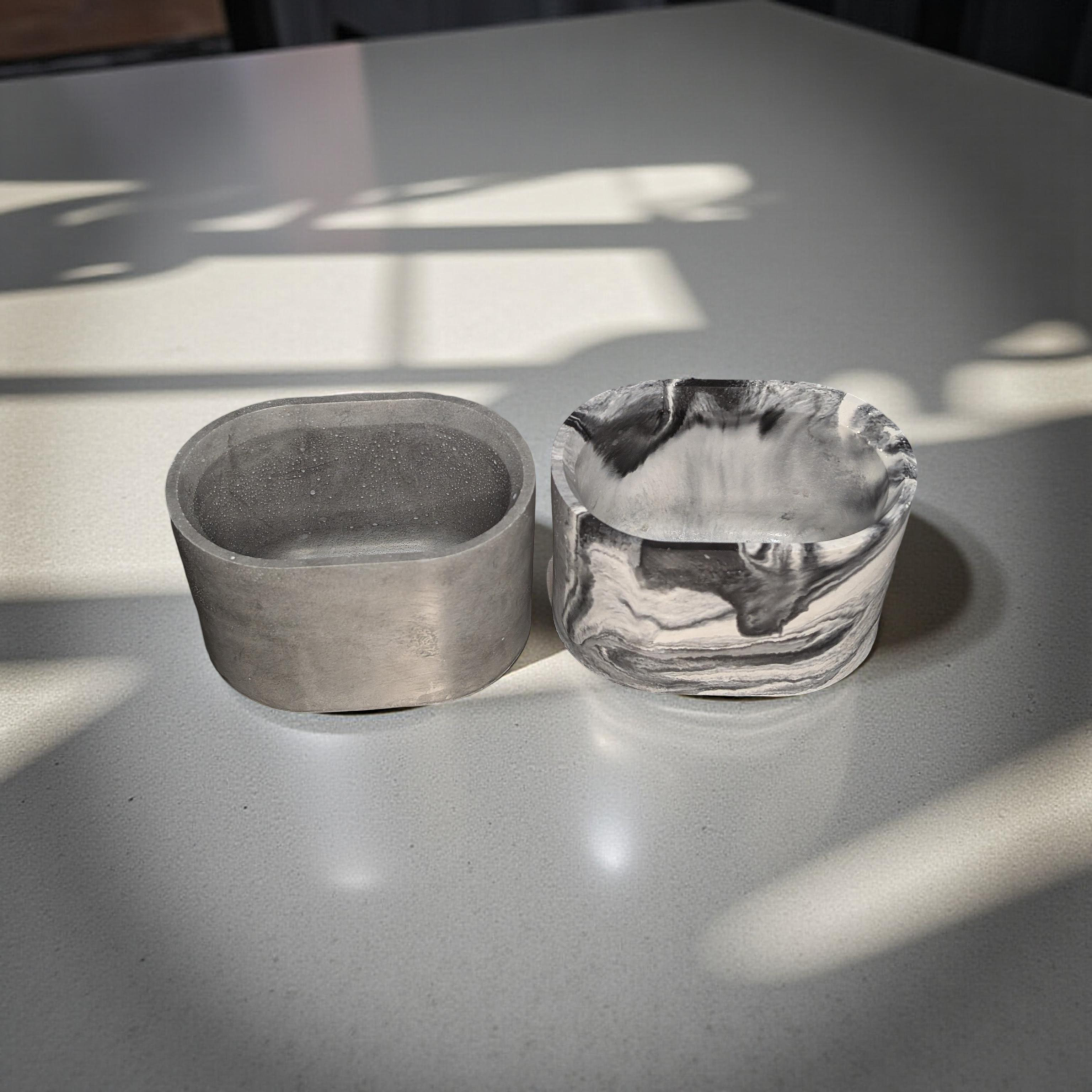 Concrete Oval Planter or Sponge Holder – Minimalist Handmade Cement Dish – Modern Home Decor – 4"x3" – Available in Grey or Marble Finish