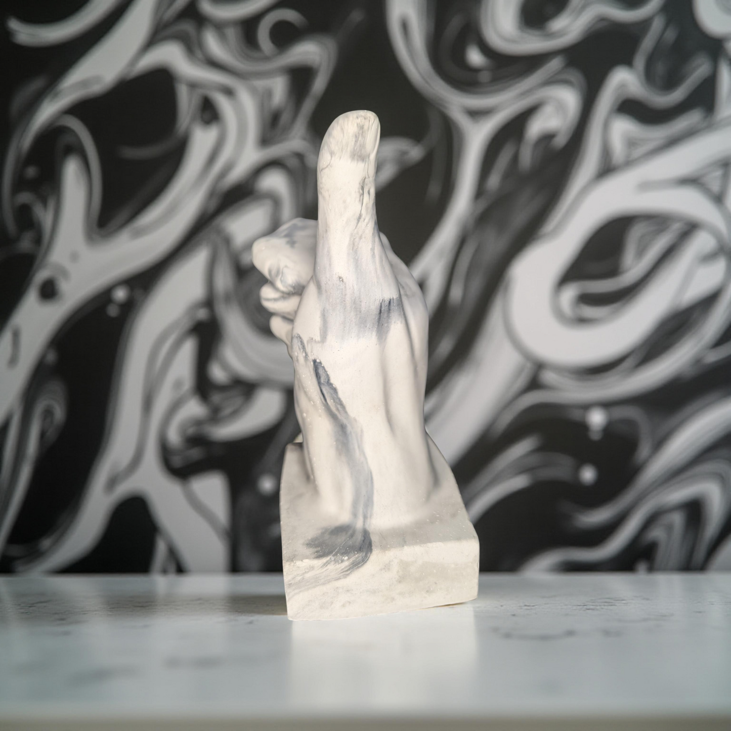 Marbled Concrete Thumbs Up Statue | Modern Hand Sculpture | Unique Desk & Shelf Decor | Motivational 'Good Job' Gift | Handcrafted