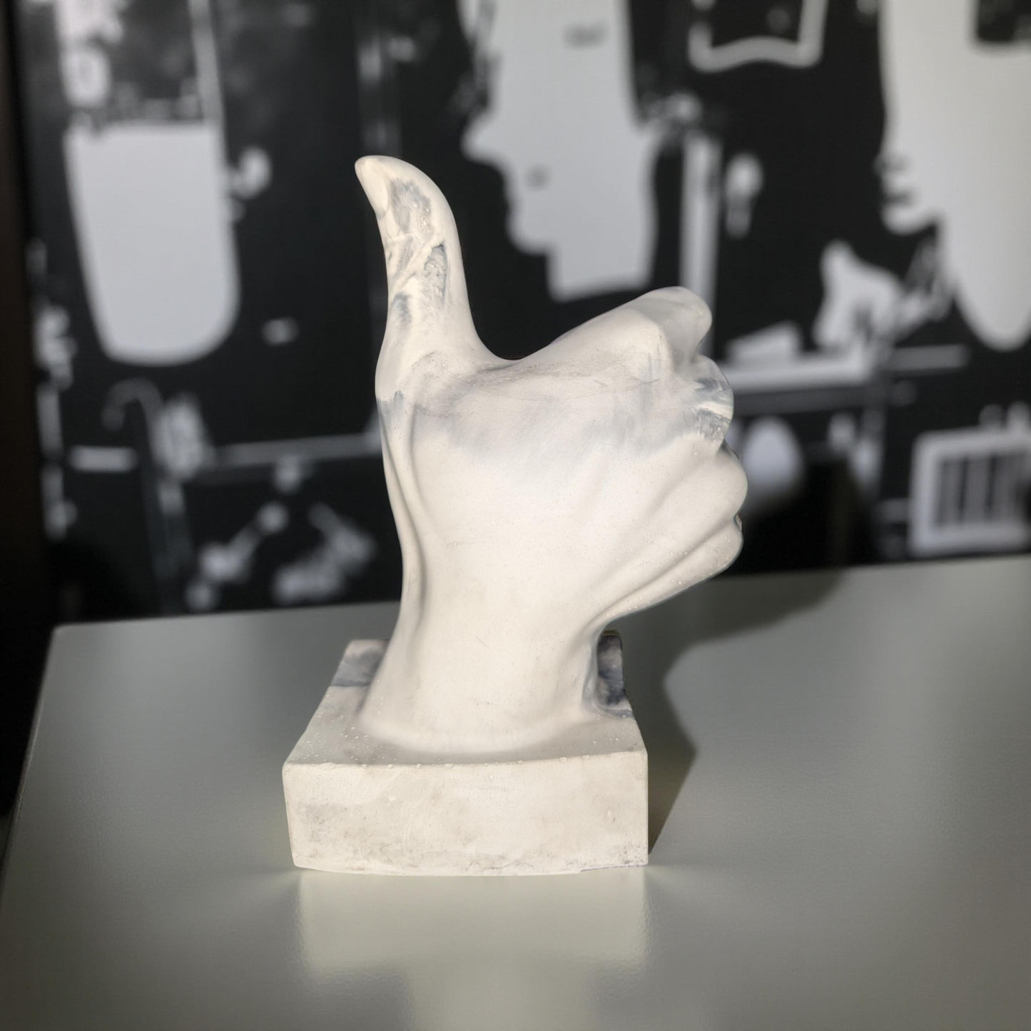 Marbled Concrete Thumbs Up Statue | Modern Hand Sculpture | Unique Desk & Shelf Decor | Motivational 'Good Job' Gift | Handcrafted