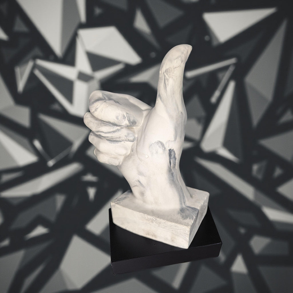 Marbled Concrete Thumbs Up Statue | Modern Hand Sculpture | Unique Desk & Shelf Decor | Motivational 'Good Job' Gift | Handcrafted