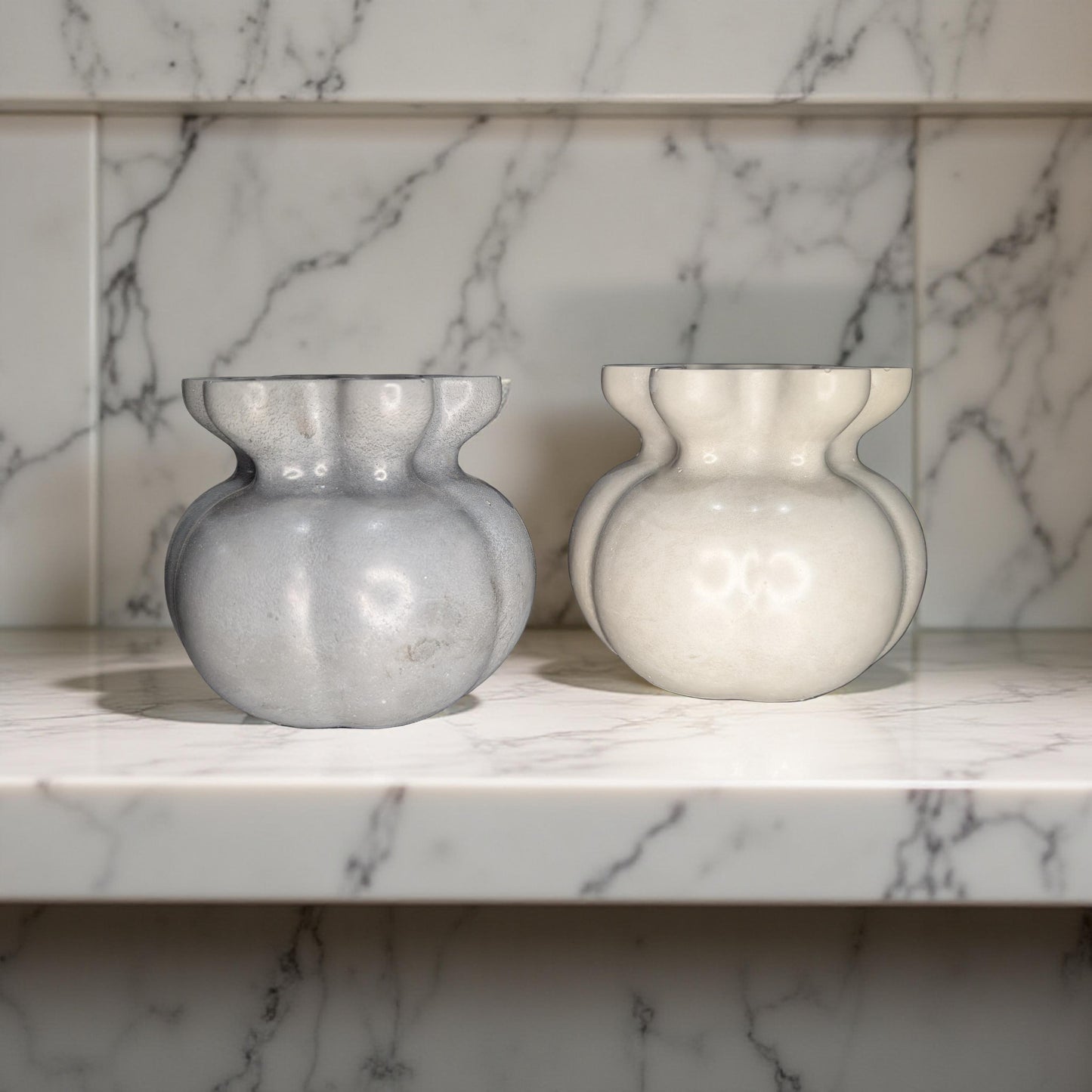 Concrete Bag Vase | Modern 'Bag-Like' Bud Vase with Fluted Rim | Minimalist Shelf Decor | Handcrafted in Grey or Natural Concrete