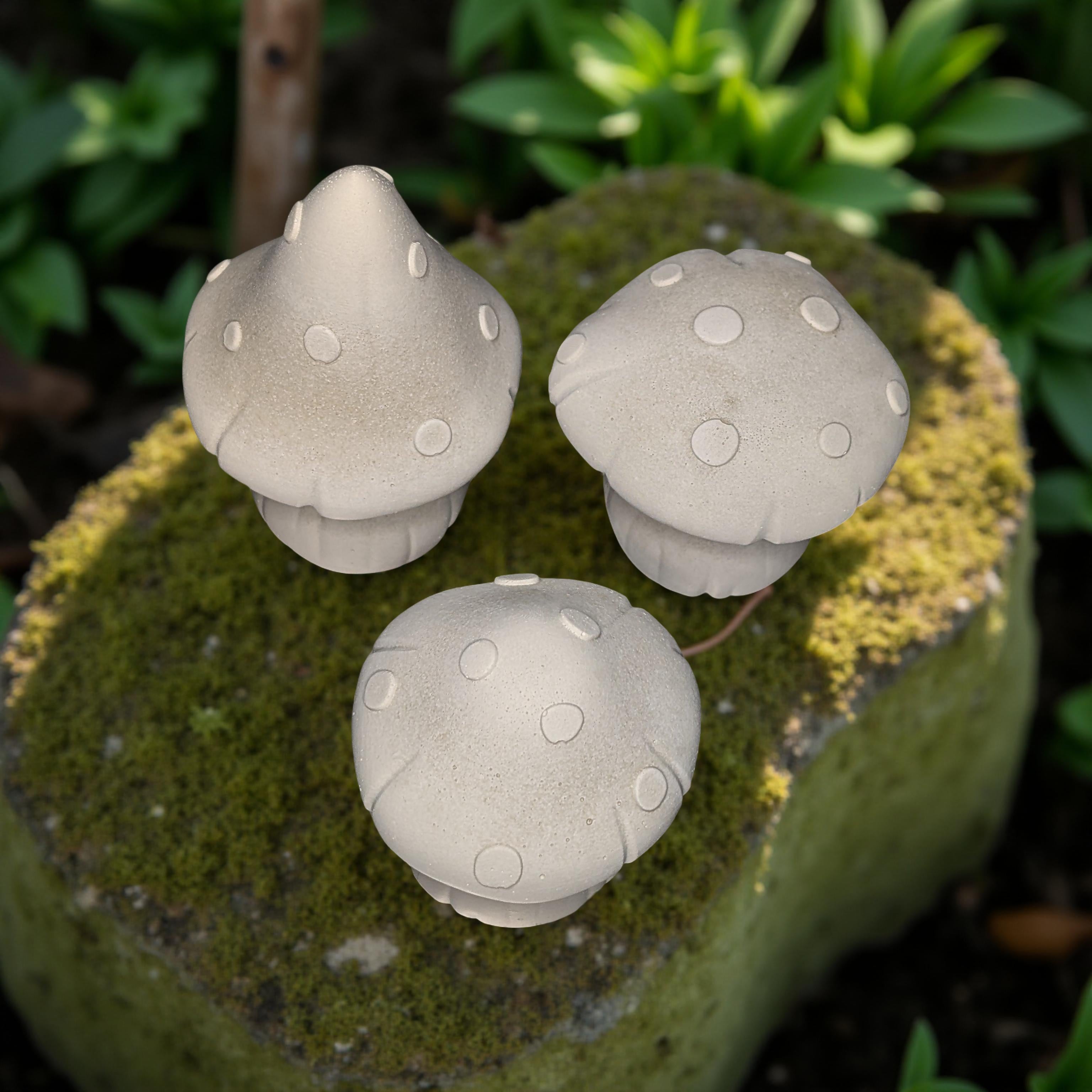 Whimsical Concrete Mushroom Trio – Minimalist Fairy Garden Decor | Indoor Plant Shelf Accents | Cottagecore Home Decoration (2.3–4 in)