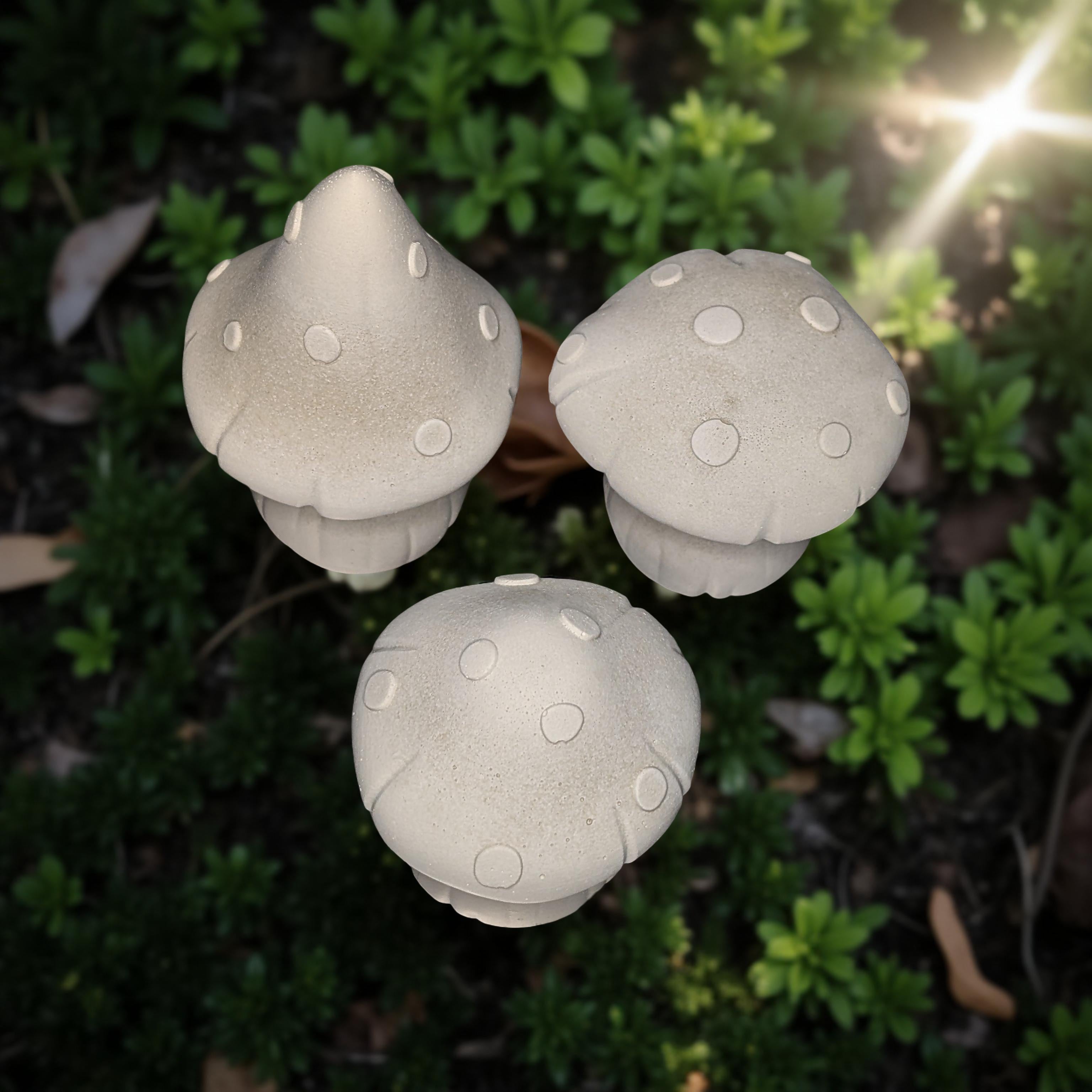 Whimsical Concrete Mushroom Trio – Minimalist Fairy Garden Decor | Indoor Plant Shelf Accents | Cottagecore Home Decoration (2.3–4 in)
