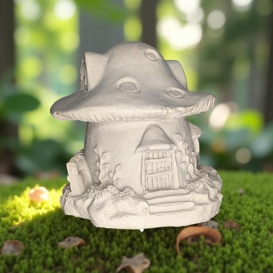 Mini Concrete Mushroom House – Paintable Fairy Garden Decor, DIY Planter Accessory, Shelf or Plant Display, 3.5"x3.7"