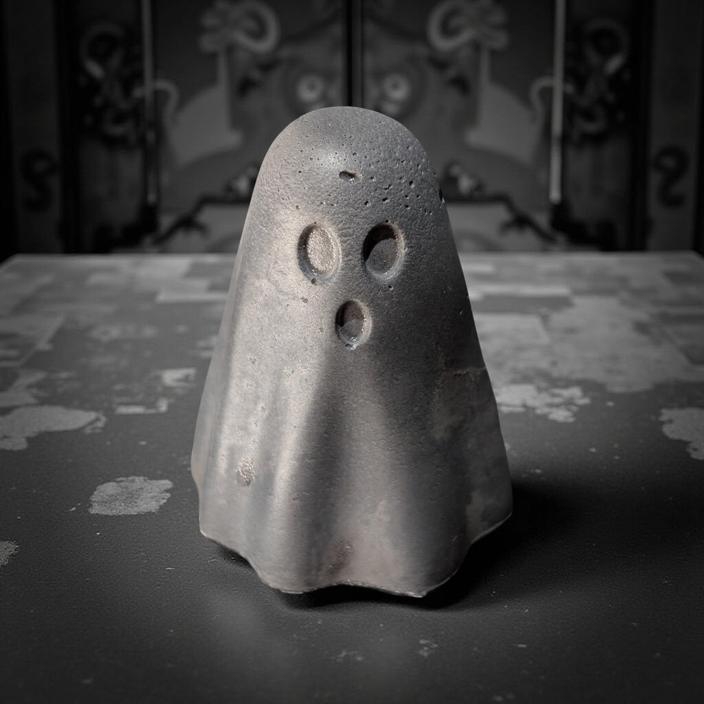 Mini Concrete Ghosts – Halloween Shelf Decor, 2" Tall Spooky Figurines in Grey or Natural Concrete, Modern Fall Accent