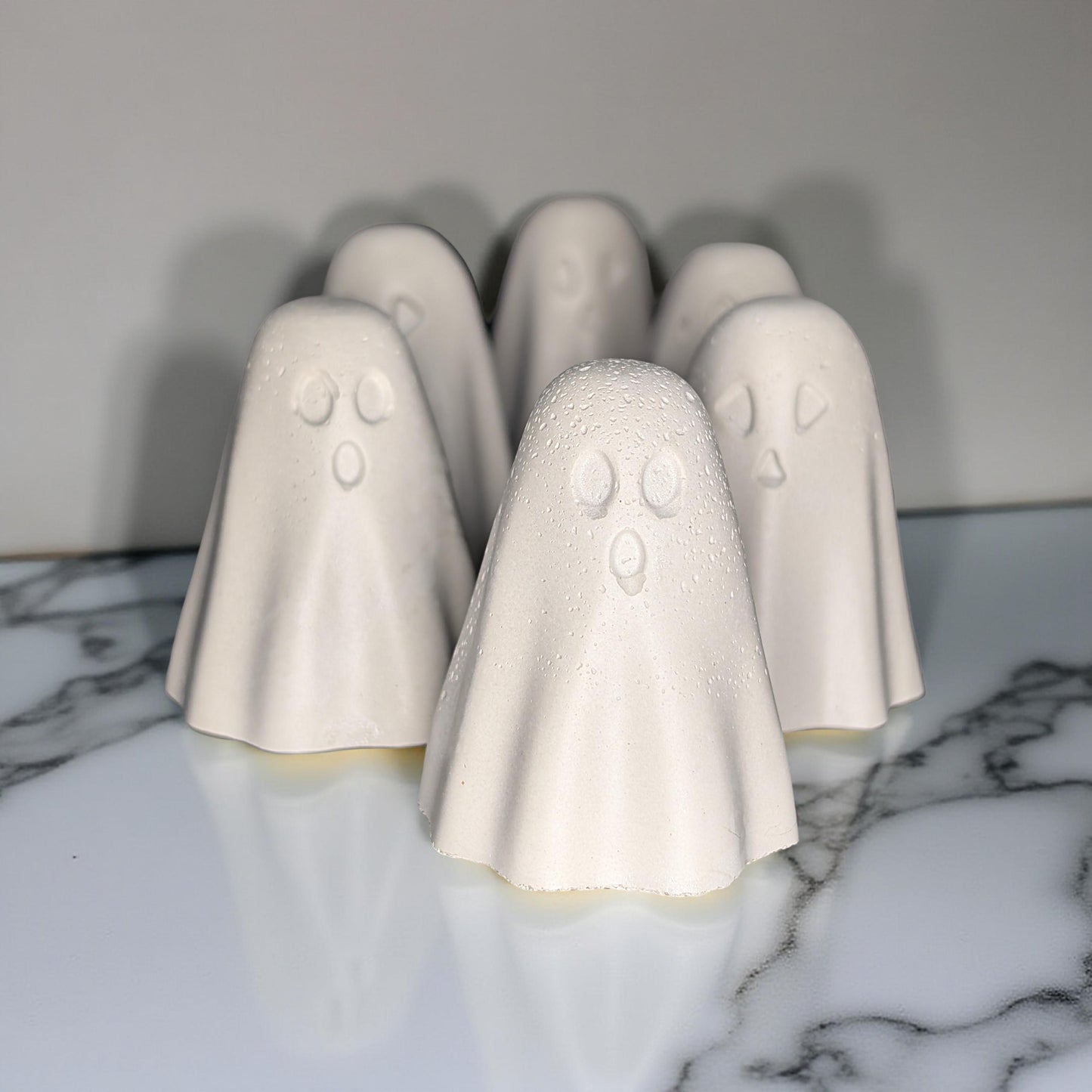 Mini Concrete Ghosts – Halloween Shelf Decor, 2" Tall Spooky Figurines in Grey or Natural Concrete, Modern Fall Accent