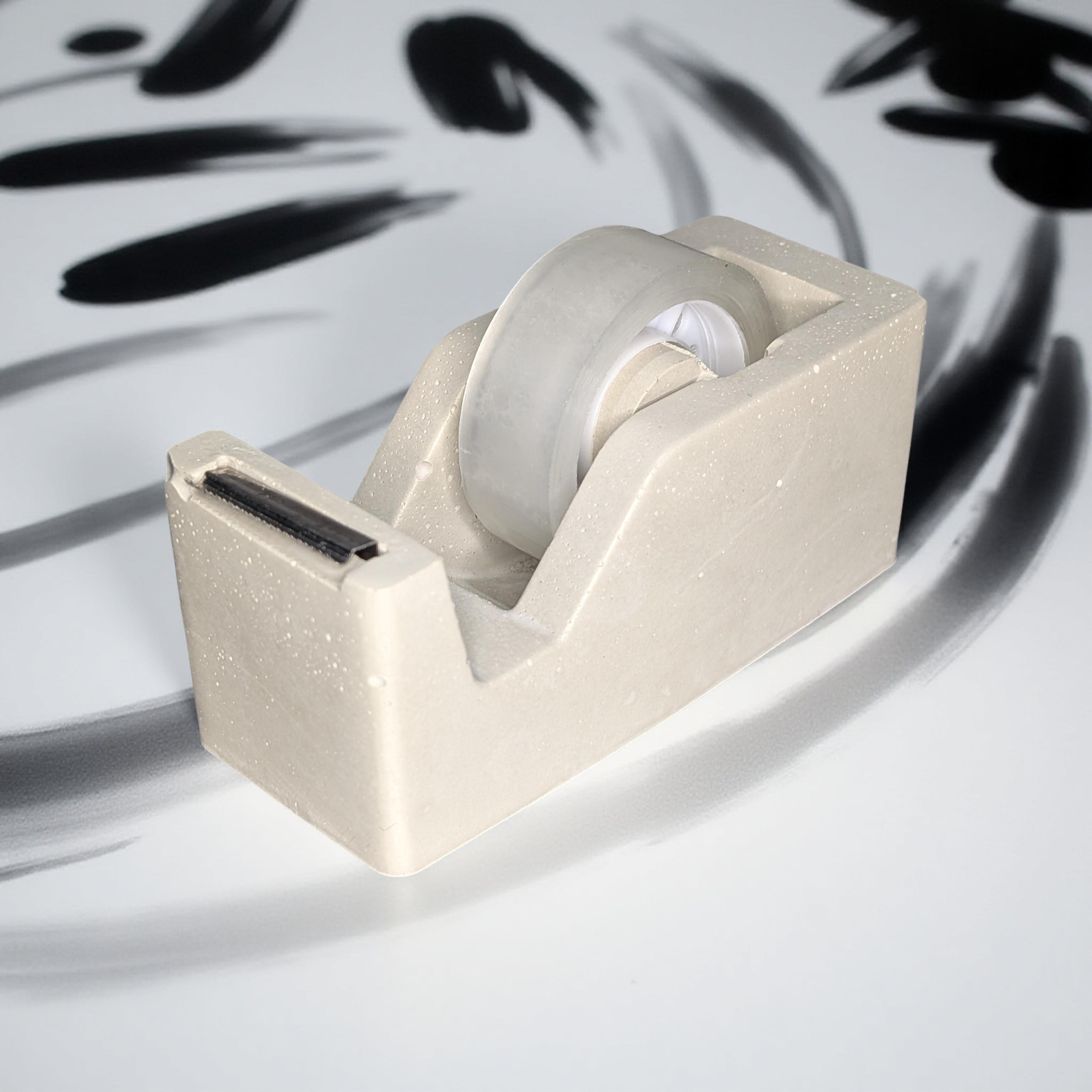 Concrete Tape Dispenser – Minimalist Desk Accessory in Natural or Gray, 4.6"x2", Sealed Cement Office Decor, Optional Jar Add-On