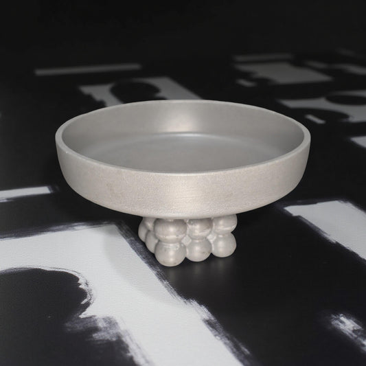 Modern Concrete Pedestal Bowl with Sculptural Orb Base – 7" Minimalist Decorative Centerpiece | Unique Bubble Footed Bowl for Shelf, Entryway, or Table