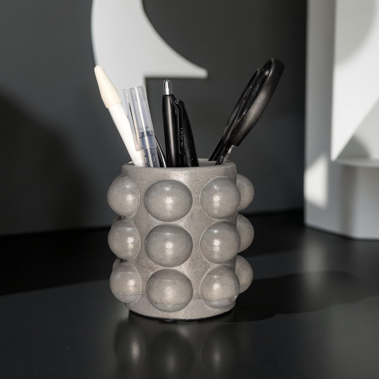 Concrete Bubble Jar – Modern Decorative Storage for Cotton Balls, Cotton Rounds, Pens, and Desk Accessories