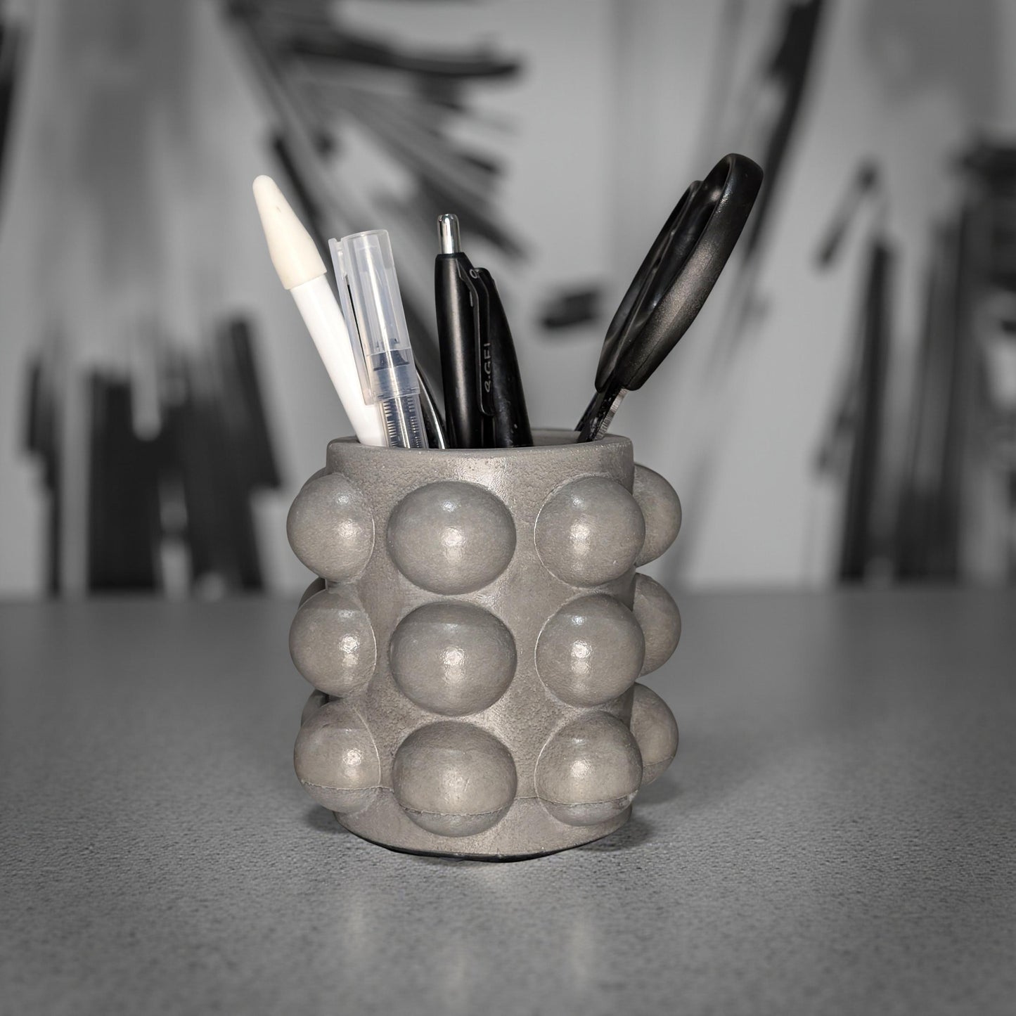 Concrete Bubble Jar – Modern Decorative Storage for Cotton Balls, Cotton Rounds, Pens, and Desk Accessories