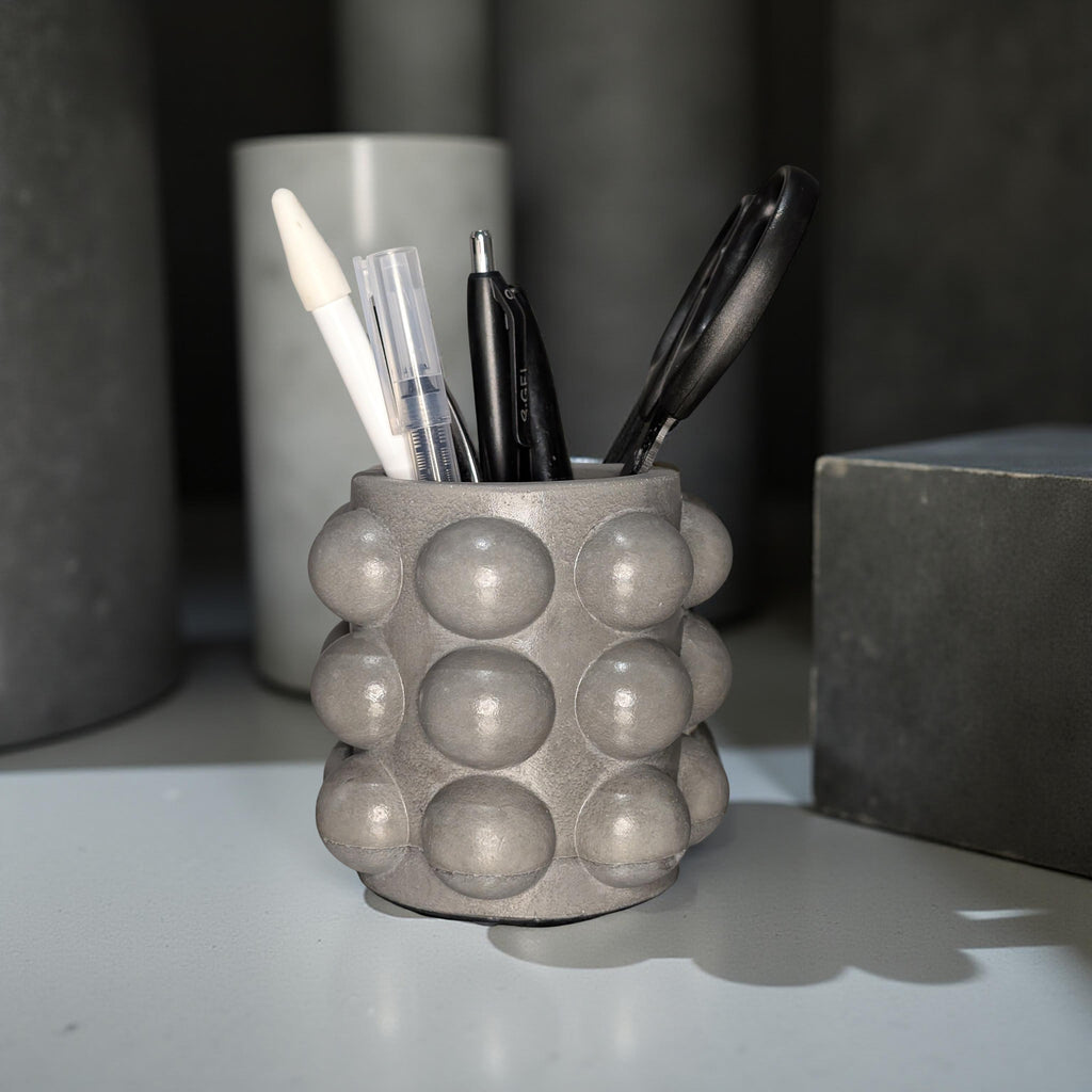Concrete Bubble Jar – Modern Decorative Storage for Cotton Balls, Cotton Rounds, Pens, and Desk Accessories