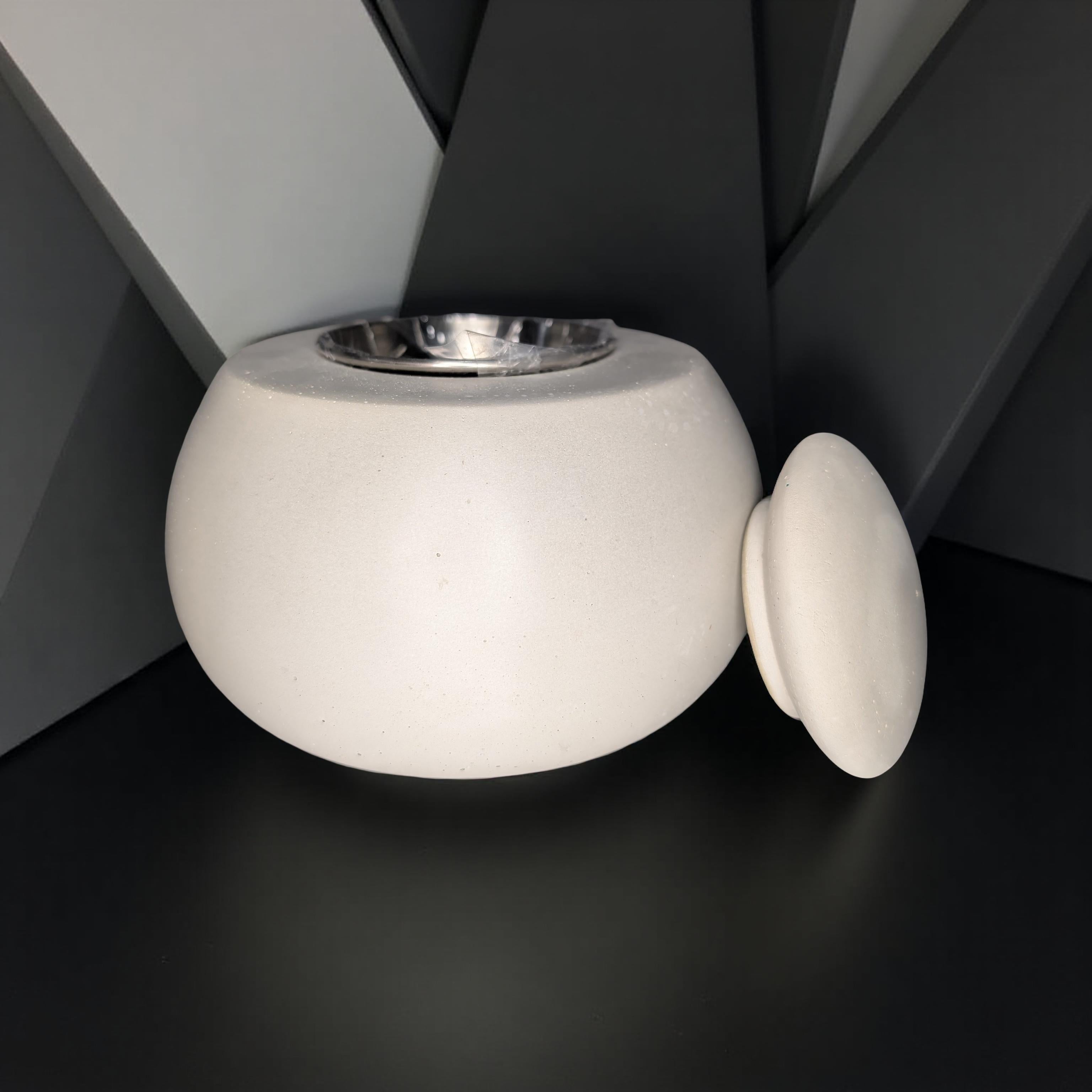 Concrete Tabletop Fire pit – Modern Indoor Outdoor Fire Bowl | Grey or Natural Concrete with Optional Snuffer & Stainless Steel Cup