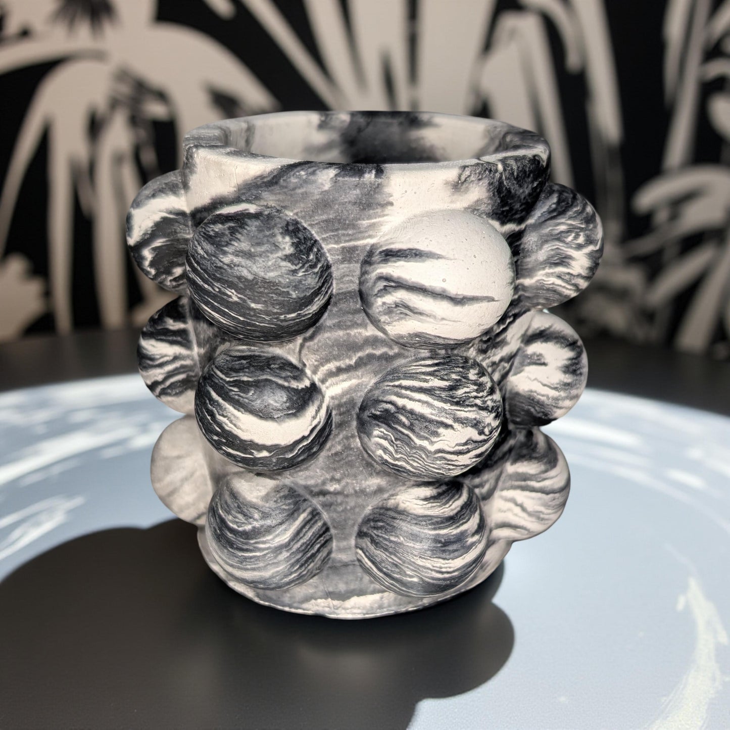 Concrete Bubble Jar – Modern Decorative Storage for Cotton Balls, Cotton Rounds, Pens, and Desk Accessories