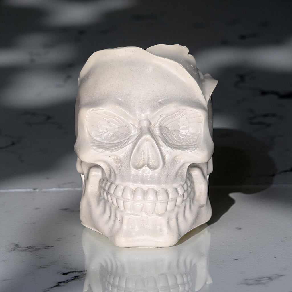 Concrete Skull Jar | Heavyweight Decorative Skull Container | Gothic Home Decor | Halloween Decoration | Unique Concrete Storage
