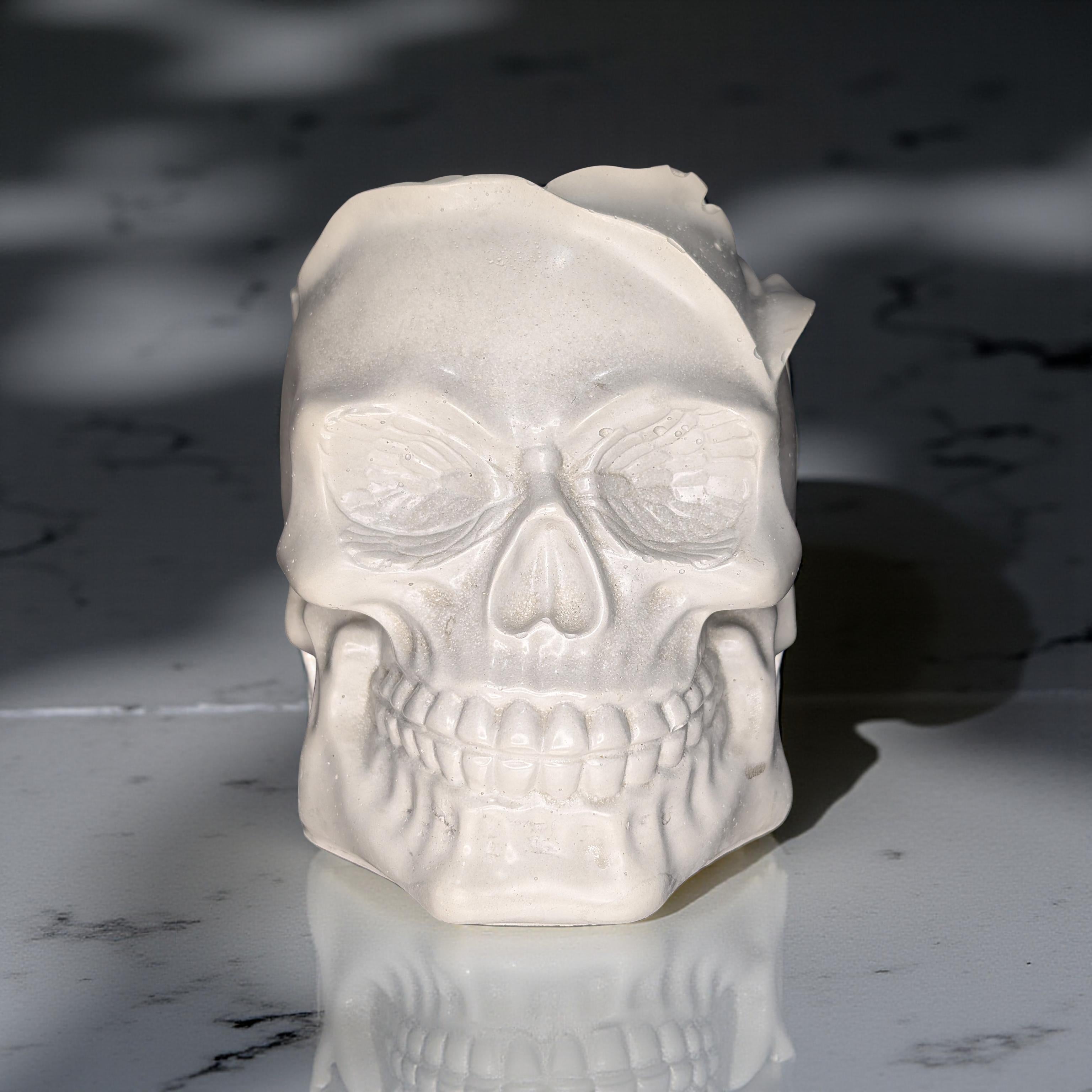 Concrete Skull Jar | Heavyweight Decorative Skull Container | Gothic Home Decor | Halloween Decoration | Unique Concrete Storage