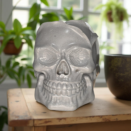 Concrete Skull Jar | Heavyweight Decorative Skull Container | Gothic Home Decor | Halloween Decoration | Unique Concrete Storage
