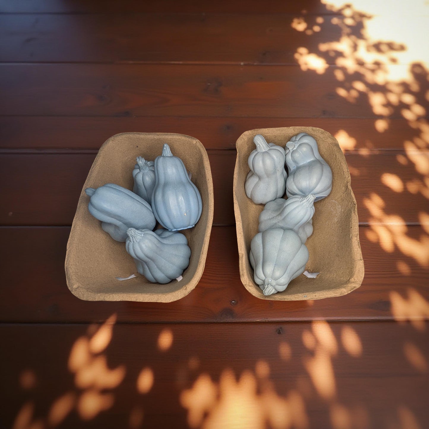 Concrete Fall Gourds – Handmade Decorative Gourds in Orange, Natural Concrete & Blue | Rustic Autumn Home Decor | Buy Individually or as a Bundle