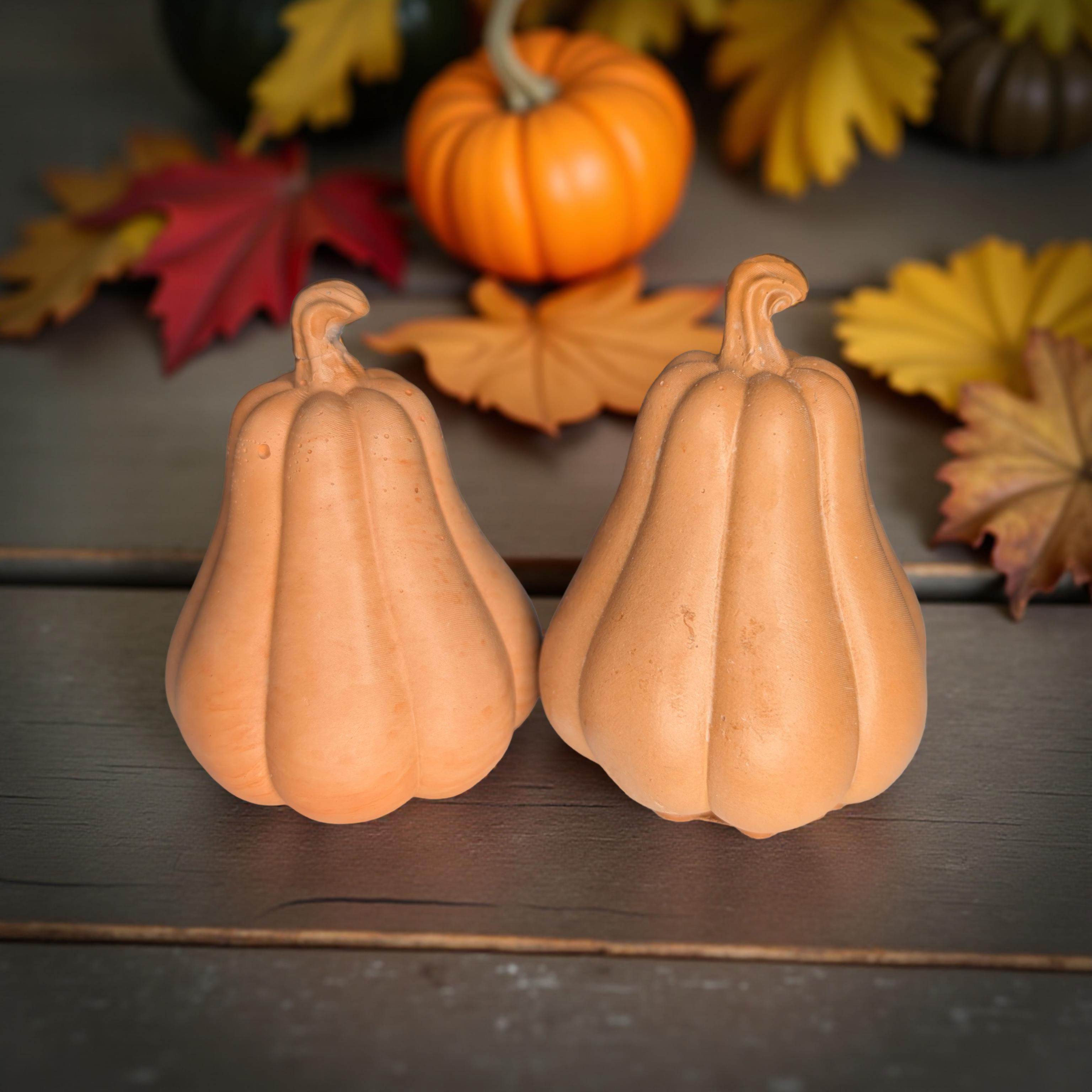 Concrete Fall Gourds – Handmade Decorative Gourds in Orange, Natural Concrete & Blue | Rustic Autumn Home Decor | Buy Individually or as a Bundle