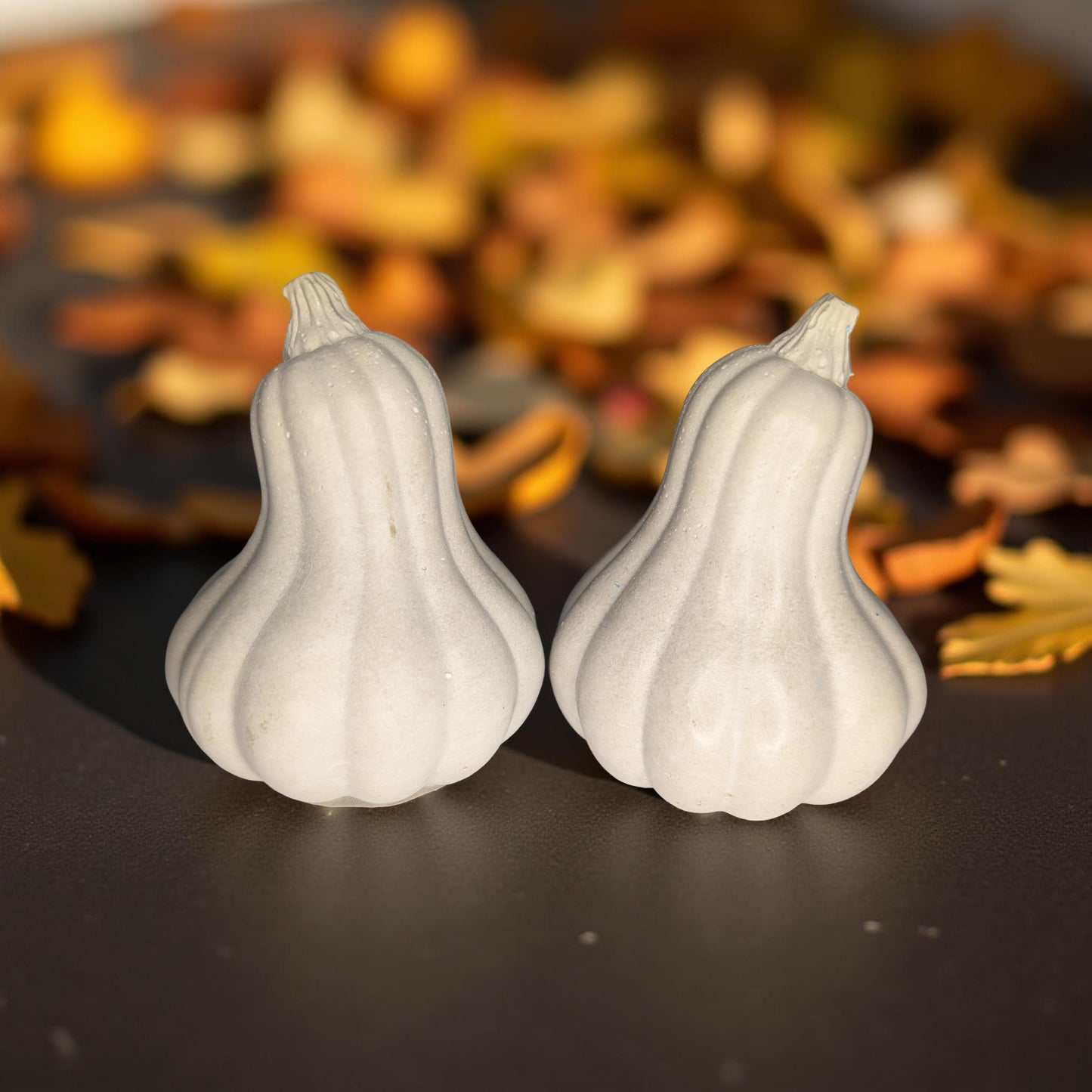 Concrete Fall Gourds – Handmade Decorative Gourds in Orange, Natural Concrete & Blue | Rustic Autumn Home Decor | Buy Individually or as a Bundle