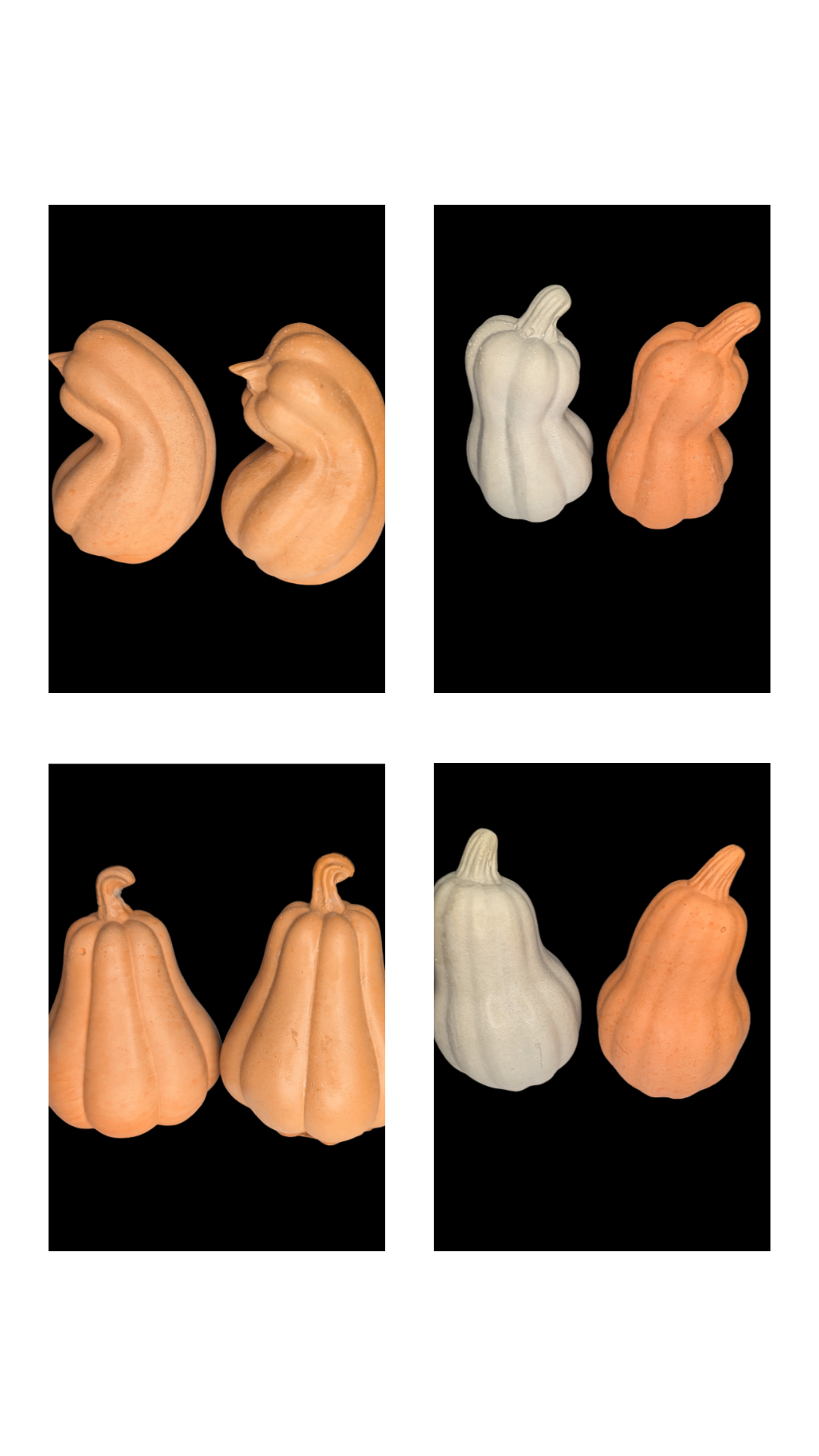 Concrete Fall Gourds – Handmade Decorative Gourds in Orange, Natural Concrete & Blue | Rustic Autumn Home Decor | Buy Individually or as a Bundle