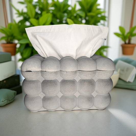 Modern Concrete Bubble Tissue Box | Handmade Minimalist Tissue Holder or Storage Box | Gray Sculptural Home Decor