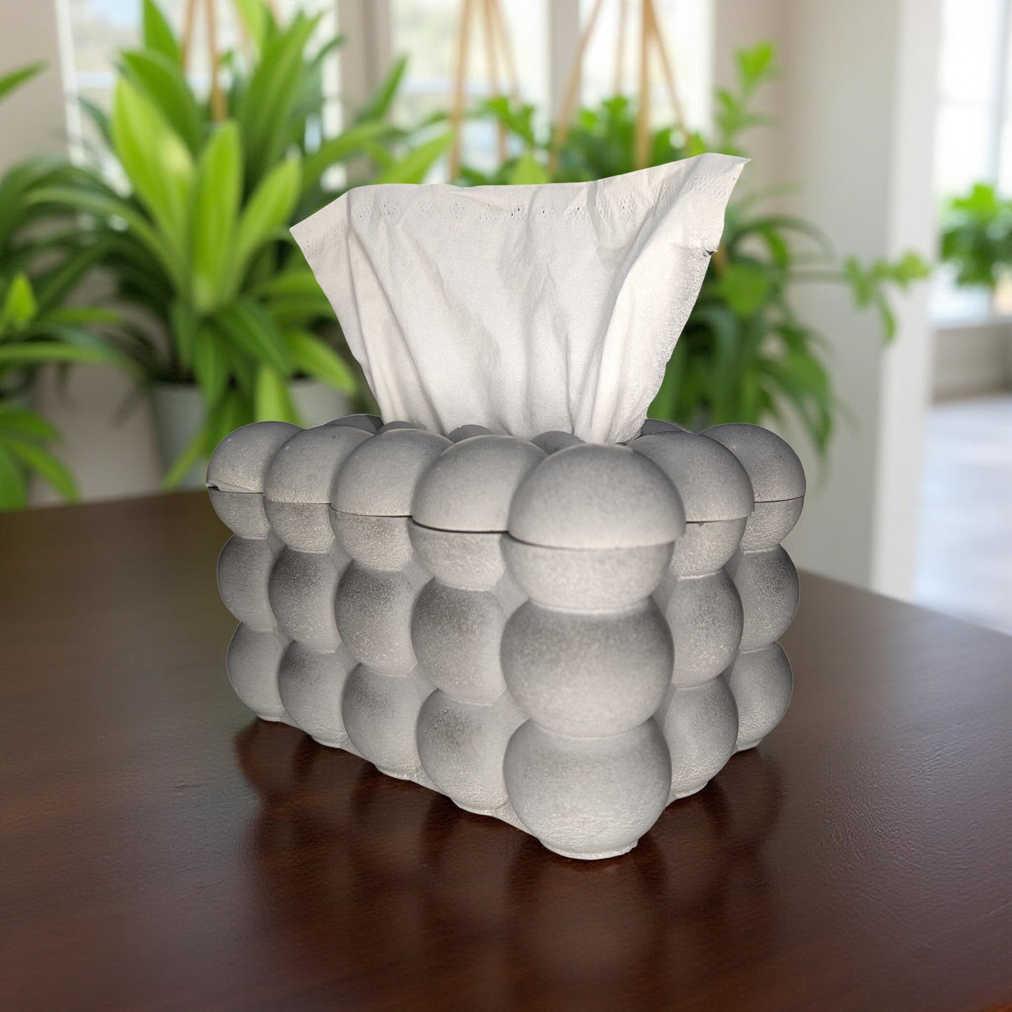 Modern Concrete Bubble Tissue Box | Handmade Minimalist Tissue Holder or Storage Box | Gray Sculptural Home Decor