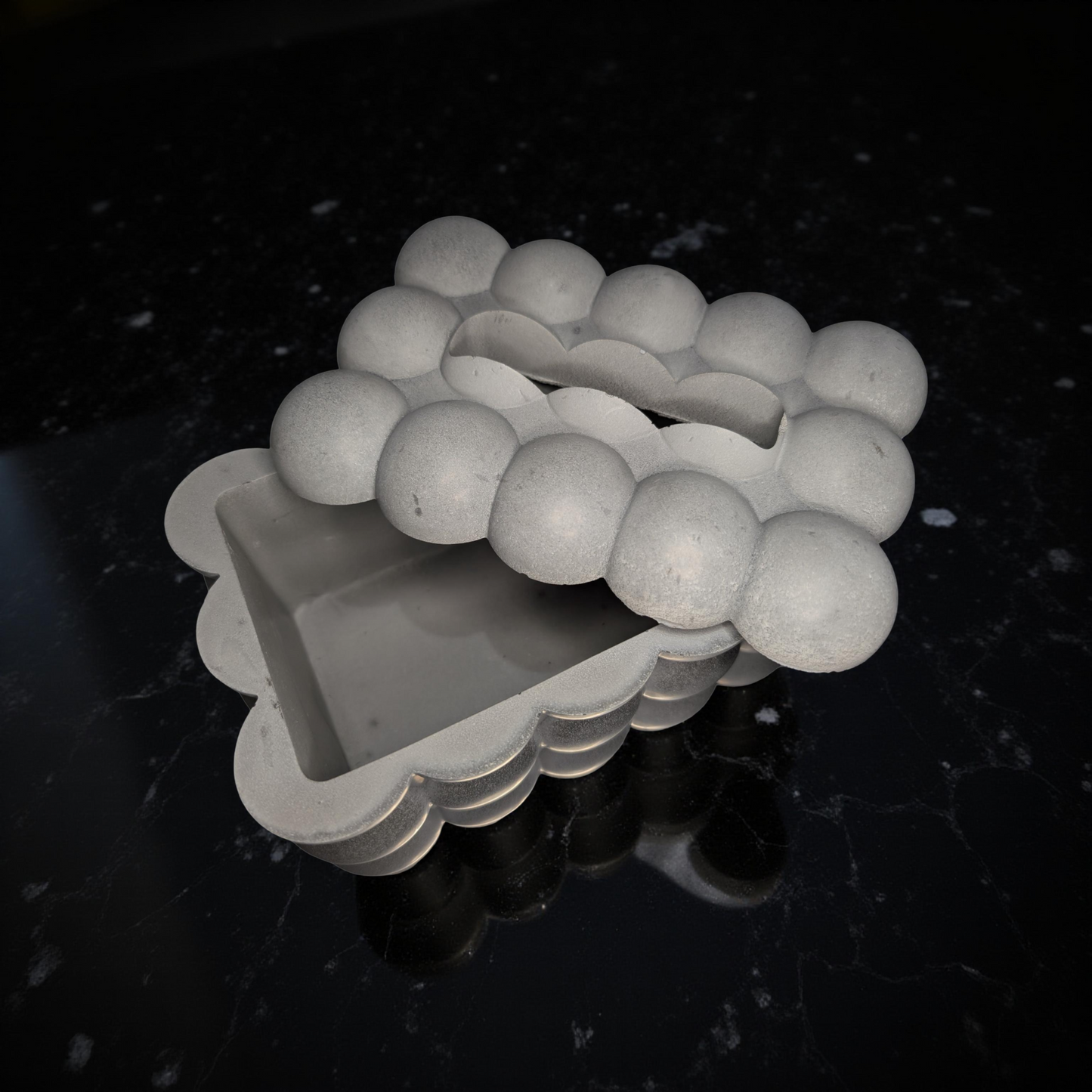 Modern Concrete Bubble Tissue Box | Handmade Minimalist Tissue Holder or Storage Box | Gray Sculptural Home Decor