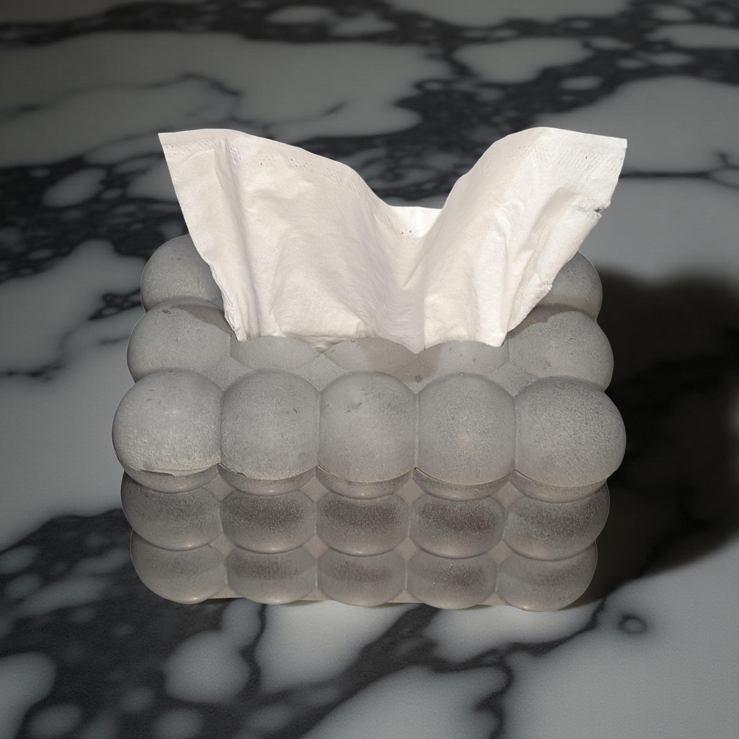 Modern Concrete Bubble Tissue Box | Handmade Minimalist Tissue Holder or Storage Box | Gray Sculptural Home Decor