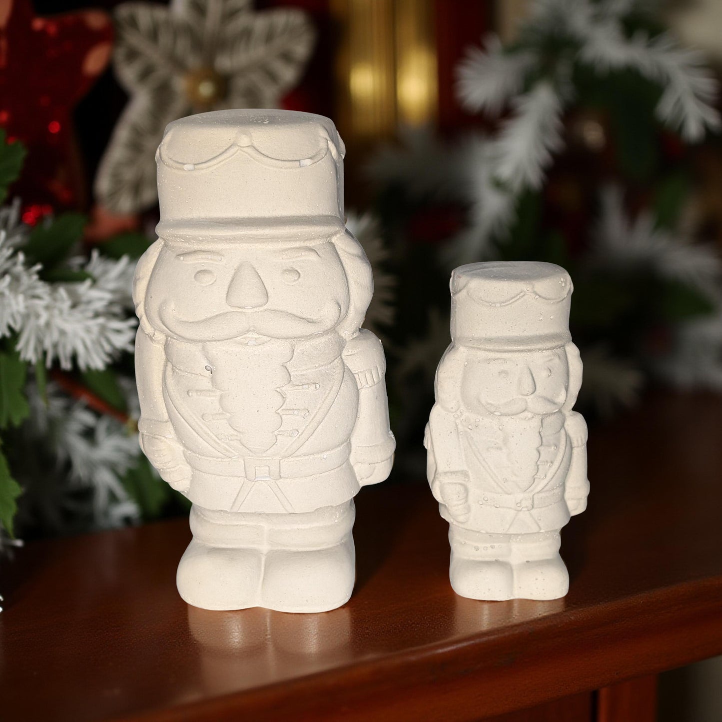 Handmade Concrete Nutcracker Figurines | Paintable or Hand-Painted Christmas Decor | Modern Holiday Shelf Accent | Unique Nutcracker Gift