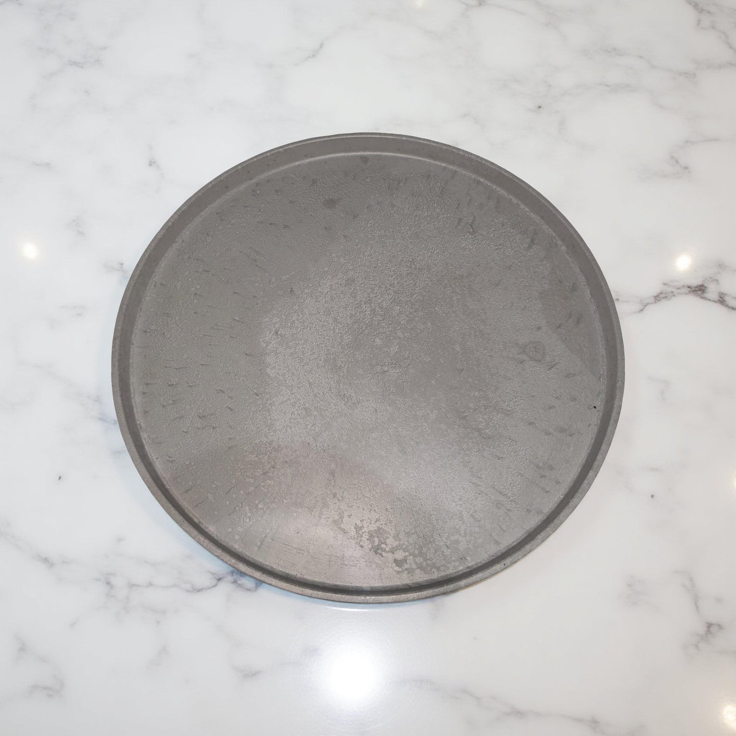 Large 12-Inch Gray Concrete Tray | Modern Minimalist Round Concrete Platter | Handmade Decorative Centerpiece | Concrete Serving Tray for Home Décor