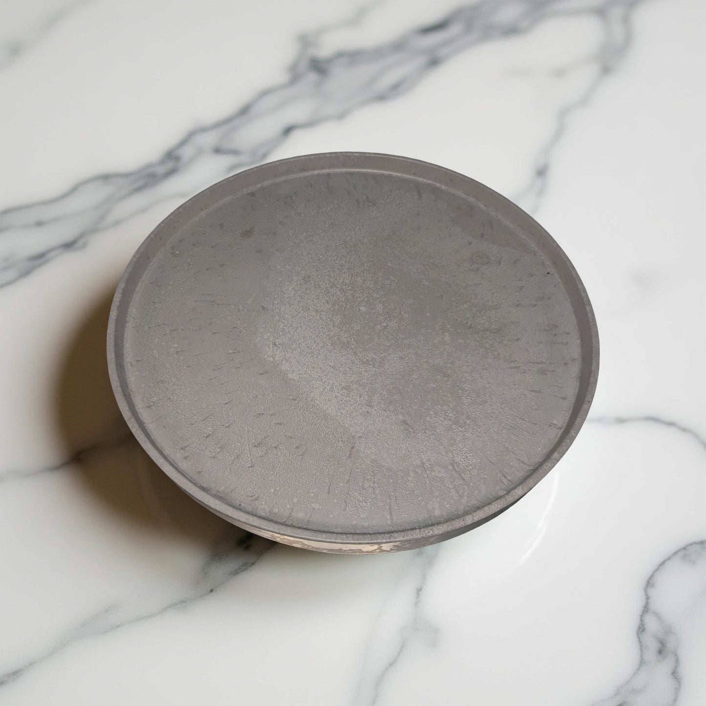 Large 12-Inch Gray Concrete Tray | Modern Minimalist Round Concrete Platter | Handmade Decorative Centerpiece | Concrete Serving Tray for Home Décor