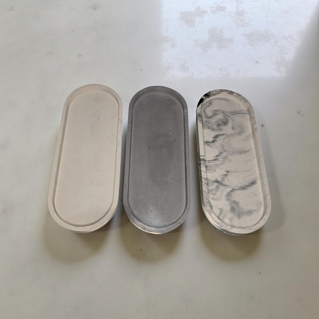 Handmade Oval Concrete Tray – Minimalist Modern Home Décor